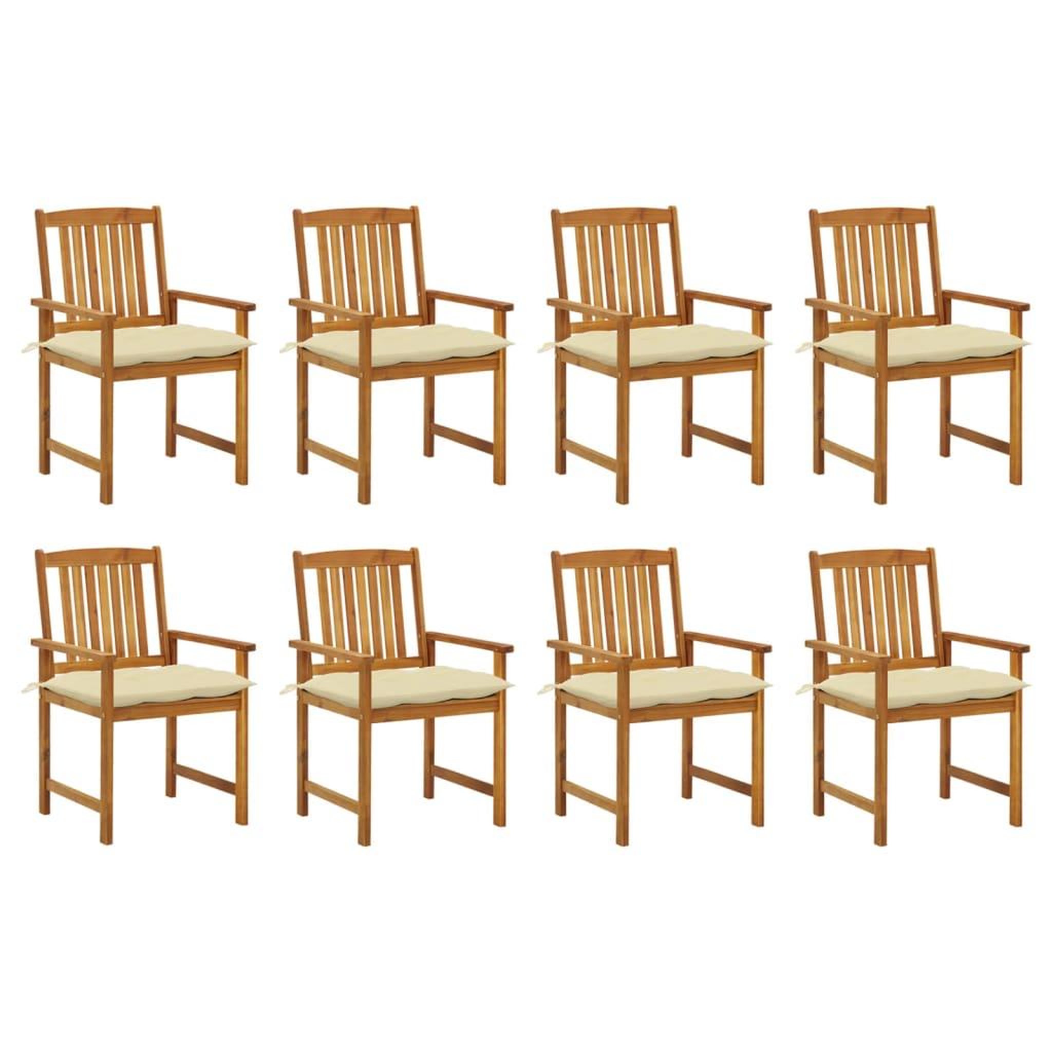 Voir la diapositive 1 : VIDAXL Chaises de jardin avec coussins lot de 8 Bois d'acacia solide