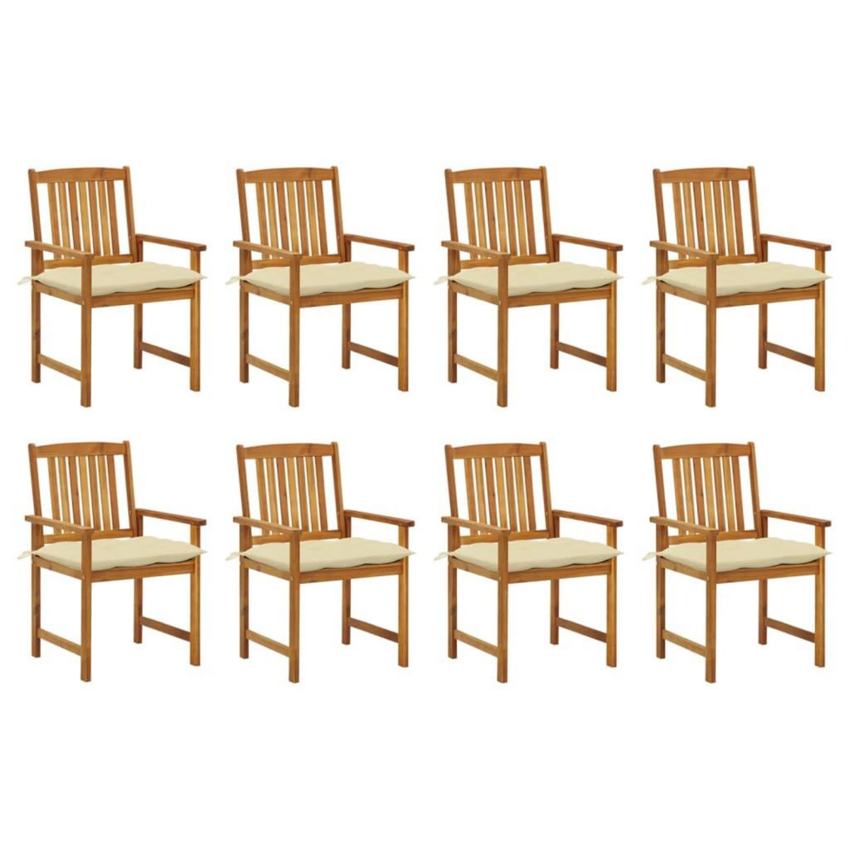 VIDAXL Chaises de jardin avec coussins lot de 8 Bois d'acacia solide