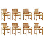 VIDAXL Chaises de jardin avec coussins lot de 8 Bois d'acacia solide