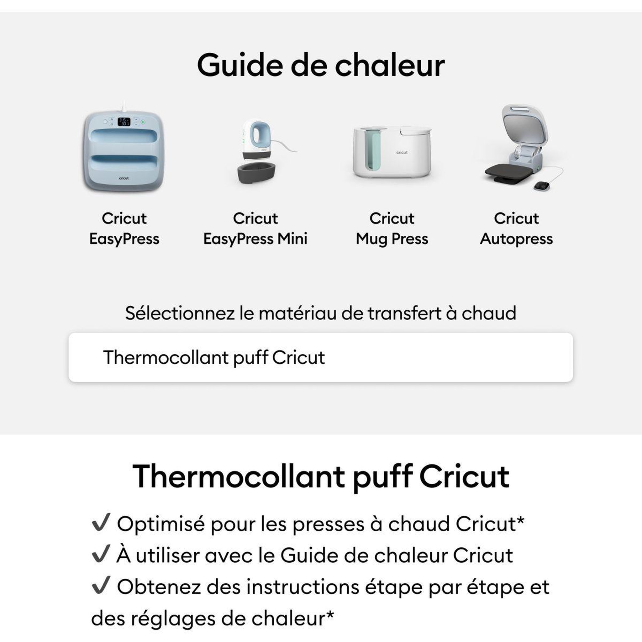 Voir la diapositive 5 : CRICUT Accessoire Puff Iron On White