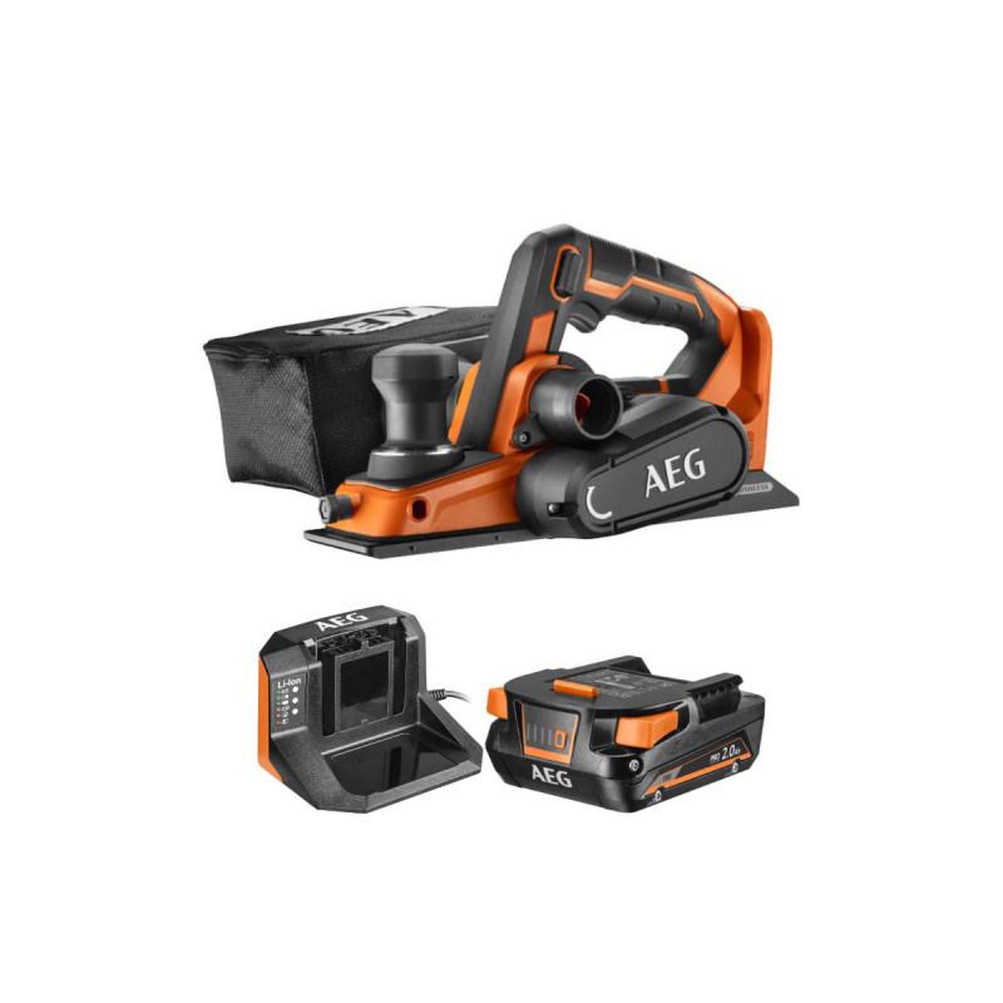 AEG Pack aeg rabot - bho18bl-0 - 18v brushless - 82mm - 1 batterie 2.0ah - 1 chargeur - setl1820s