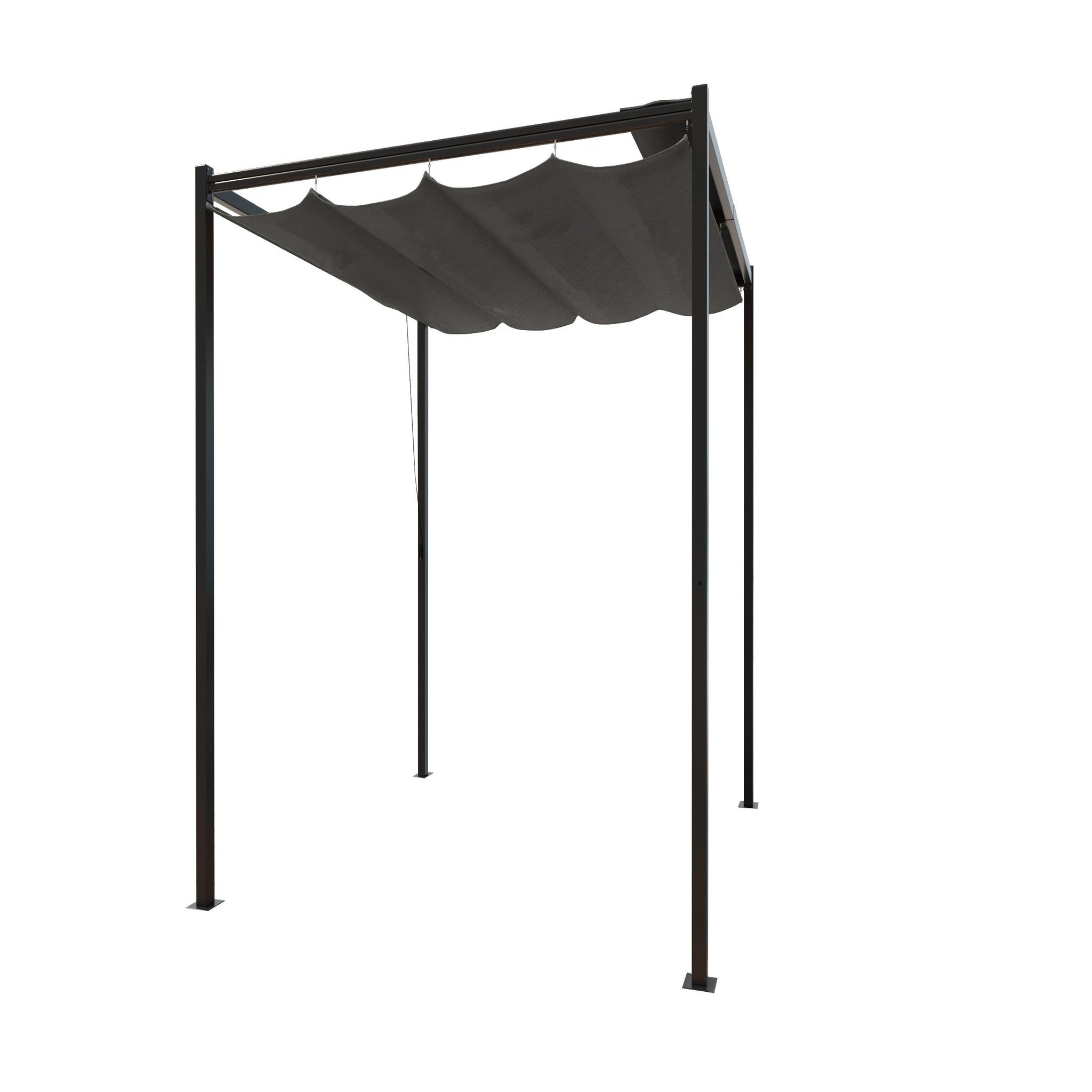 CONCEPT USINE Pergola autoportante 3 x 3 m en acier avec toile grise tusa