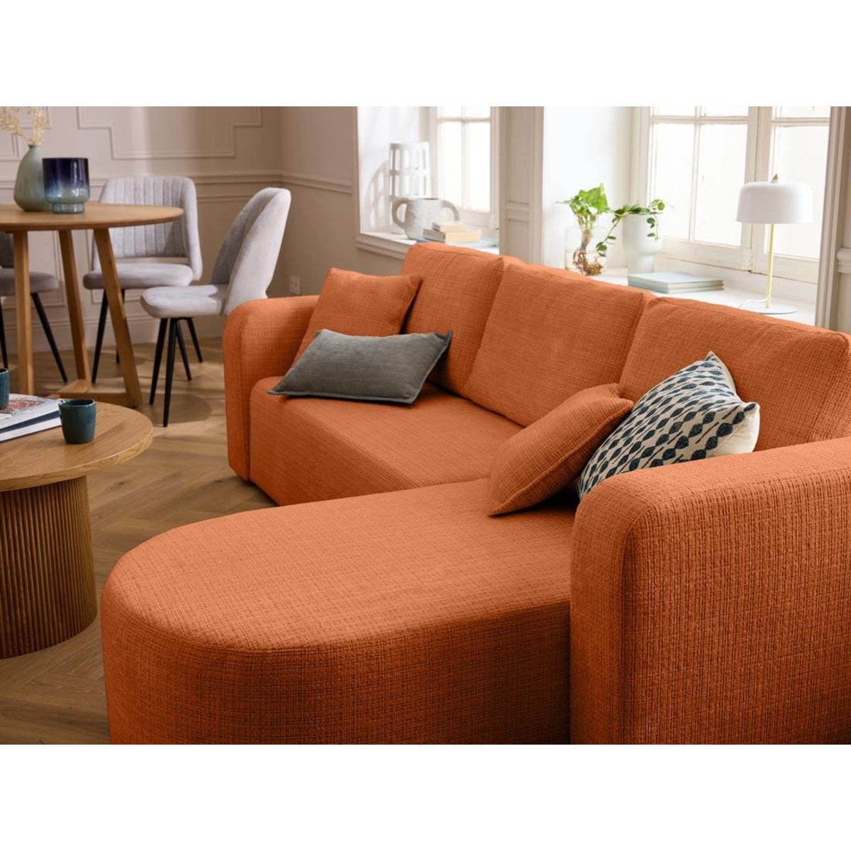 BEST MOBILIER Miro - canapé d'angle réversible - 4 places - convertible avec coffre - en velours texturé