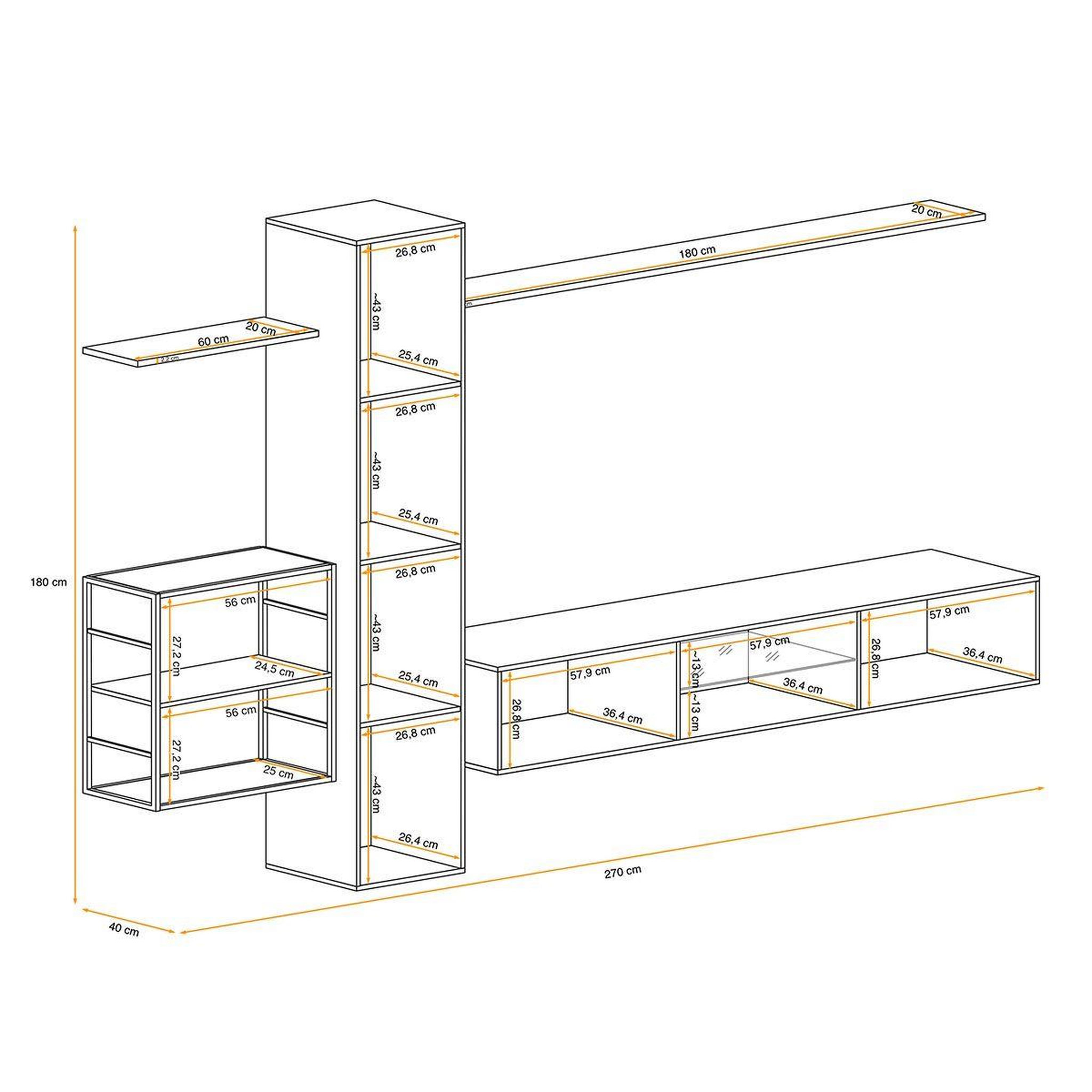 Voir la diapositive 4 : Paris Prix Ensemble meuble tv  switch v  270cm naturel & noir
