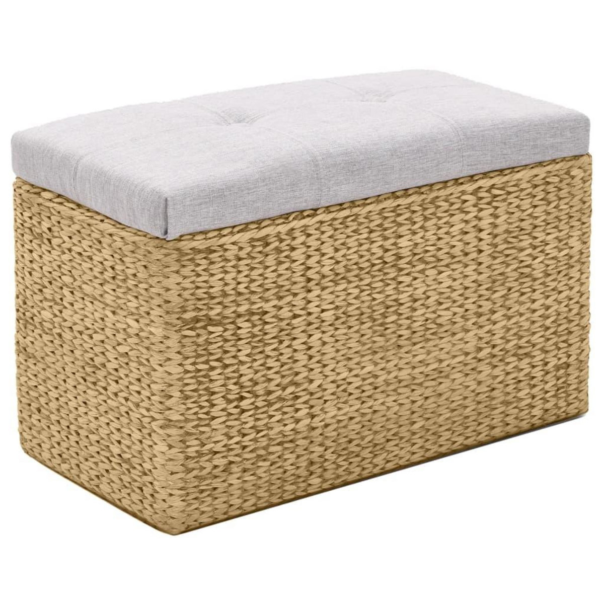 VIDAXL Banc avec 2 poufs Jacinthe d'eau Gris