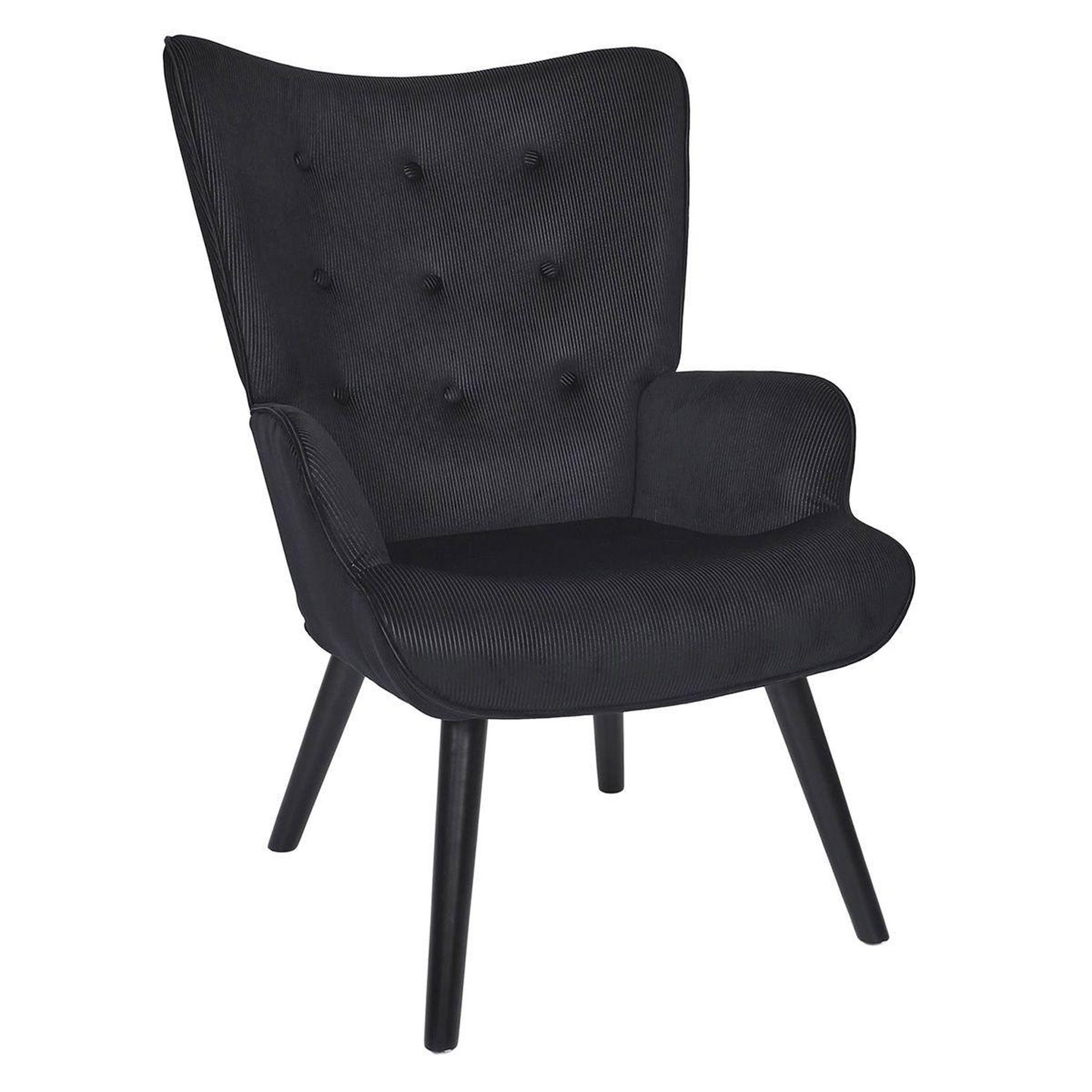 The Home Deco Factory Fauteuil en Velours Côtelé  Giulia  96cm Noir