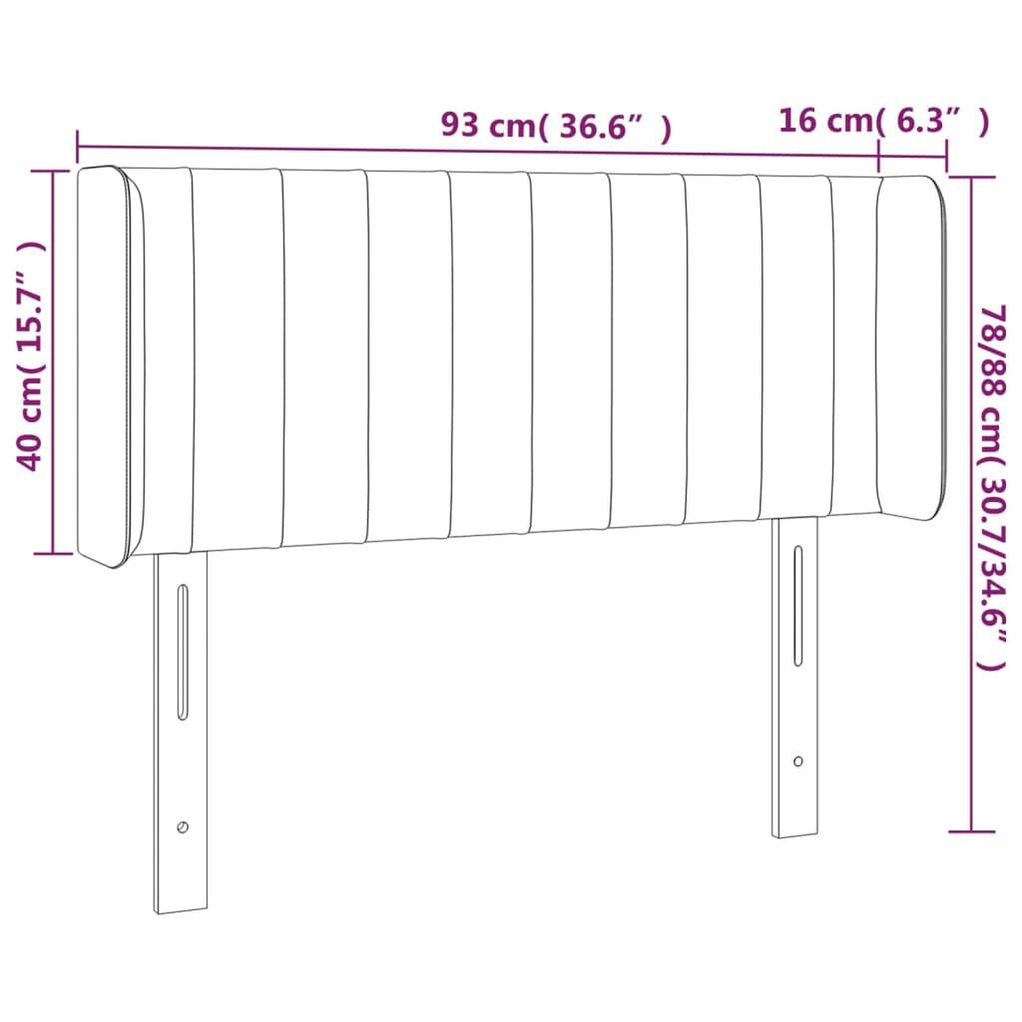 Voir la diapositive 6 : VIDAXL Tete de lit avec oreilles Bleu fonce 93x16x78/88 cm Velours
