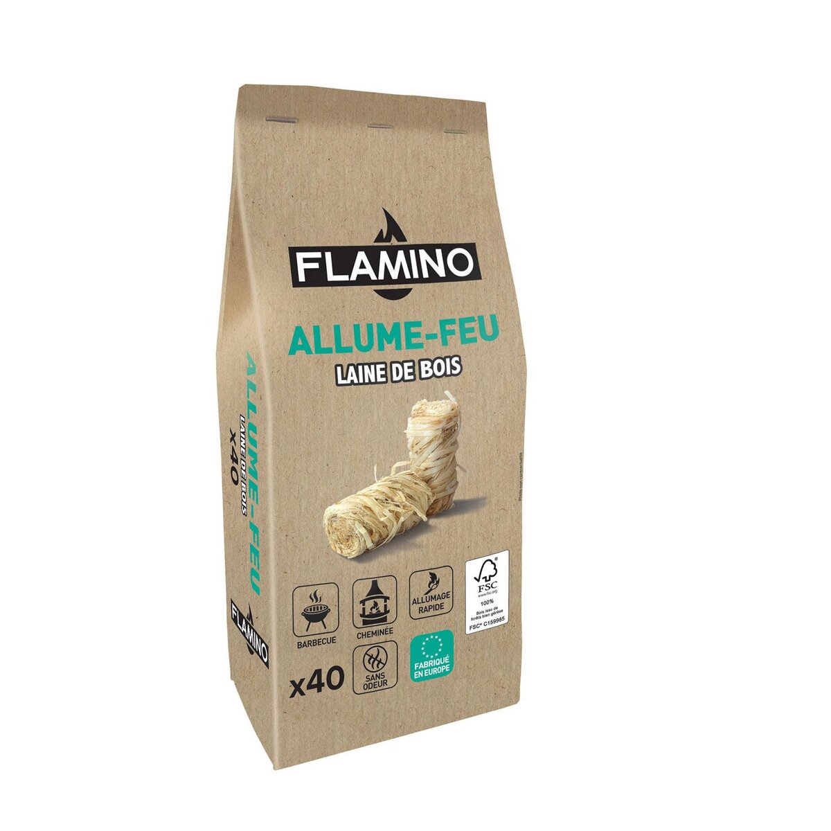 FLAMINO Allume-feu Laine de Bois 40 pcs FLAMINO