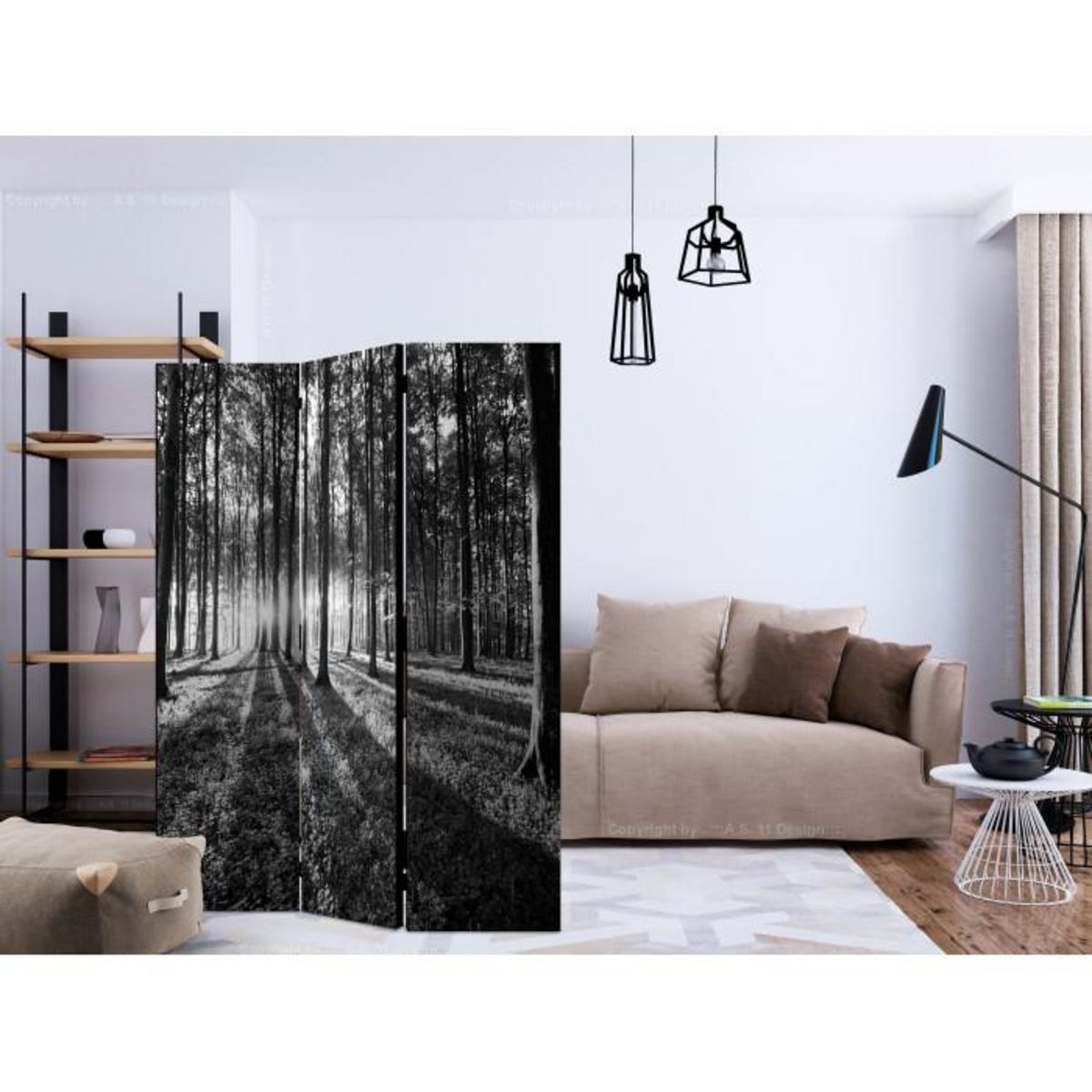 Paris Prix Paravent 3 Volets  Grey Wilderness  135x172cm