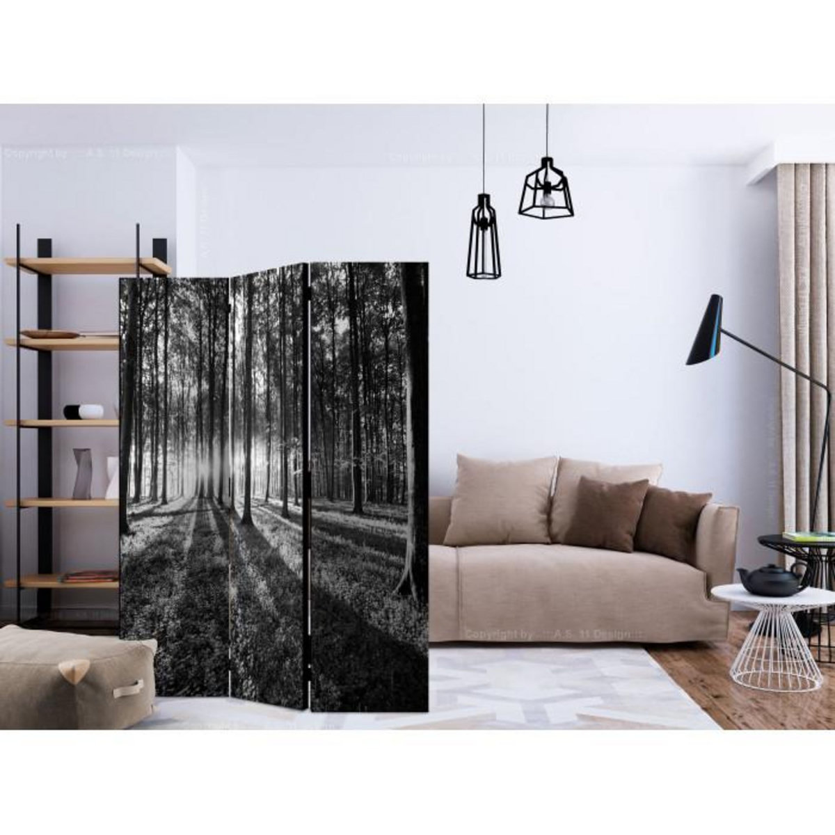 Paris Prix Paravent 3 Volets  Grey Wilderness  135x172cm