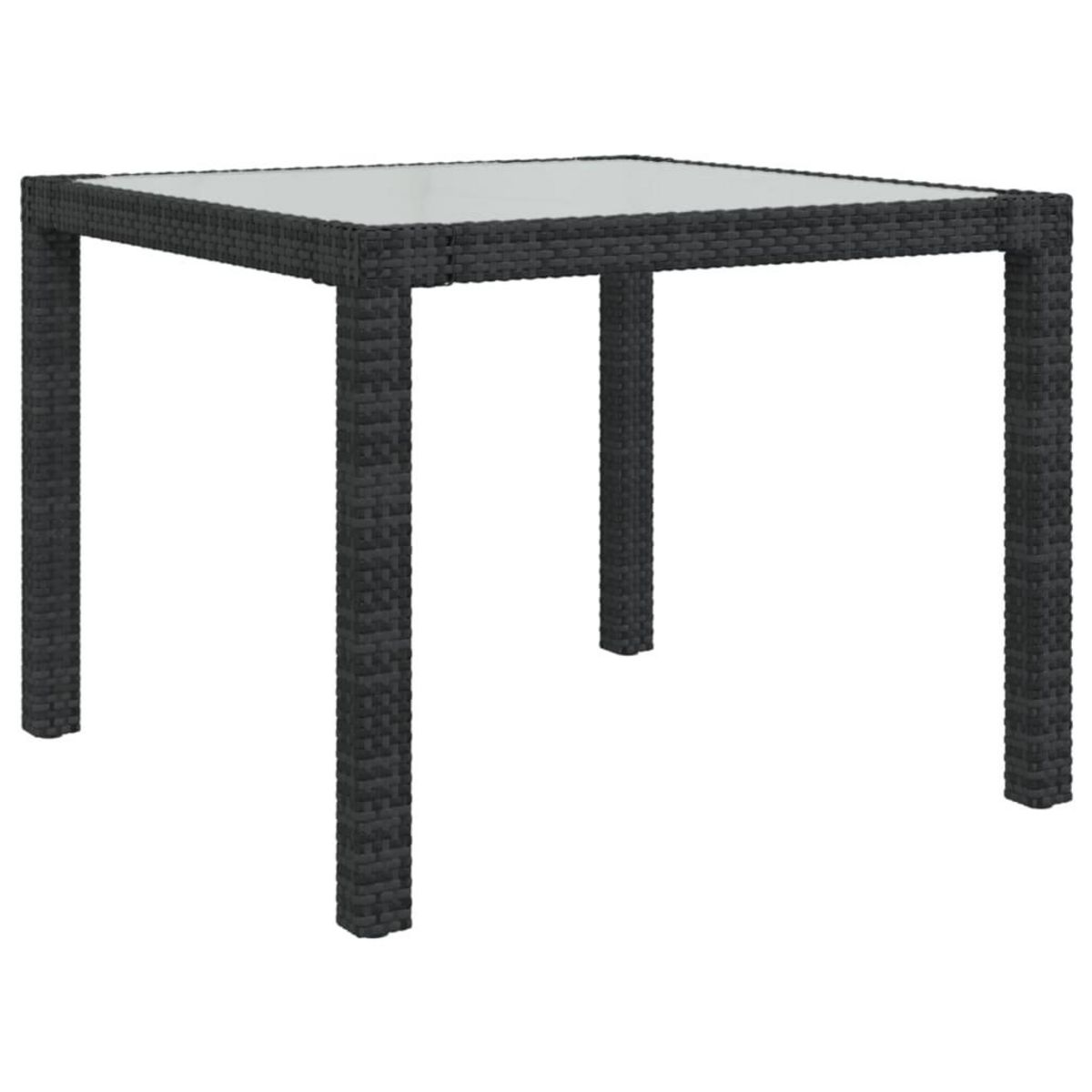 VIDAXL Table de jardin 90x90x75 cm Verre trempe et resine tressee Noir