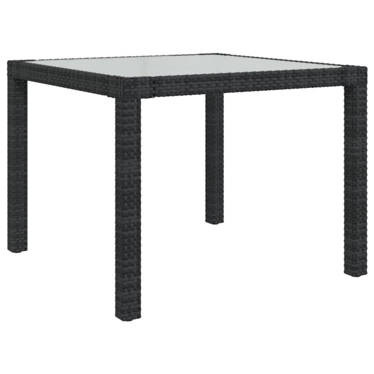 VIDAXL Table de jardin 90x90x75 cm Verre trempe et resine tressee Noir