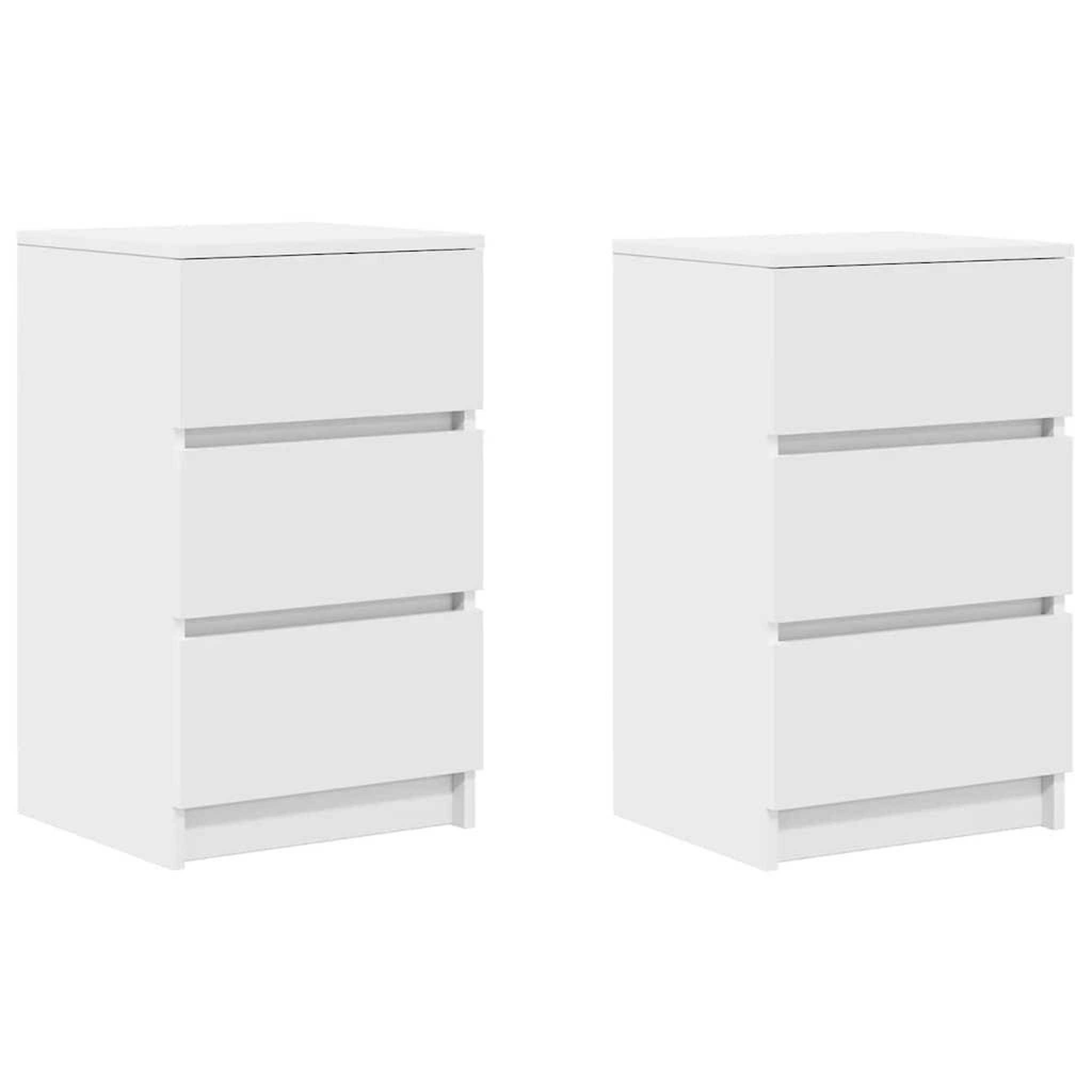 Voir la diapositive 2 : VIDAXL Tables de chevet avec 3 tiroirs 2 pcs blanc 39x35x65 cm