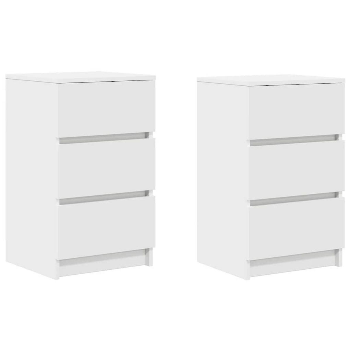 VIDAXL Tables de chevet avec 3 tiroirs 2 pcs blanc 39x35x65 cm