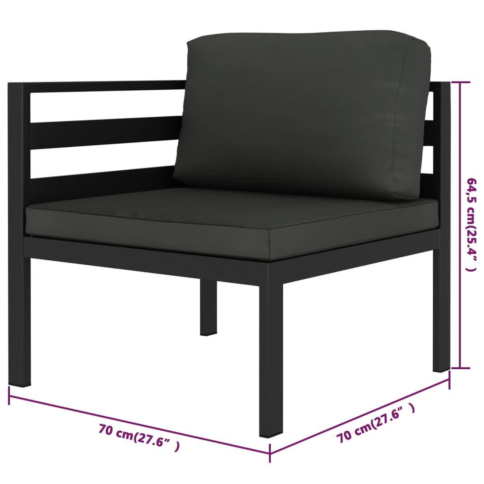 Voir la diapositive 6 : VIDAXL Salon de jardin 6 pcs avec coussins Aluminium Anthracite