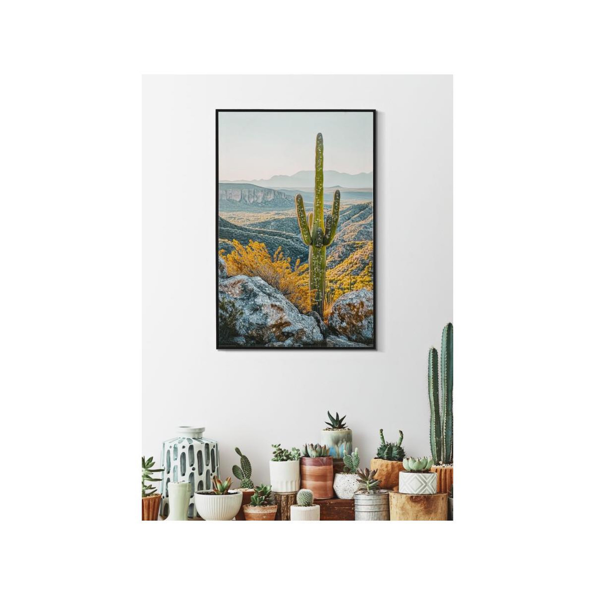 Voir la diapositive 6 : Paris Prix Tableau imprimé  cactus dressé ii  60x90cm multicolore