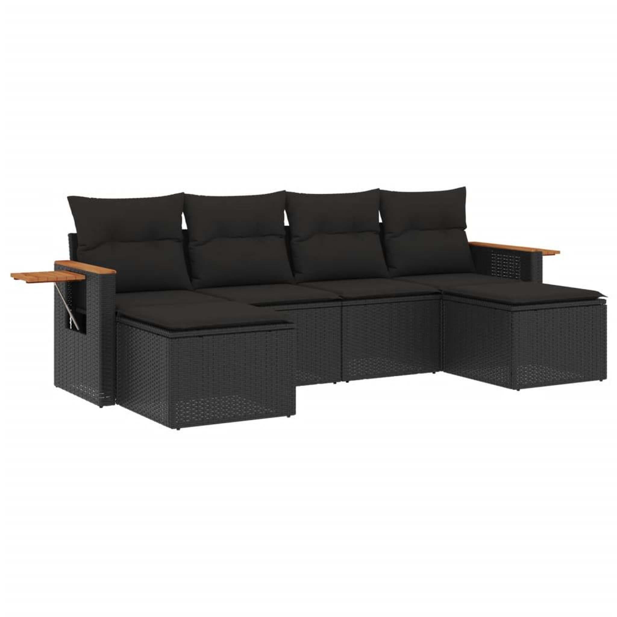 Voir la diapositive 2 : VIDAXL Salon de jardin 6 pcs avec coussins noir resine tressee