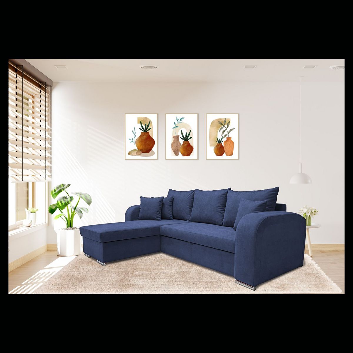 Canapé d'angle convertible réversible 5 places tissu BOB