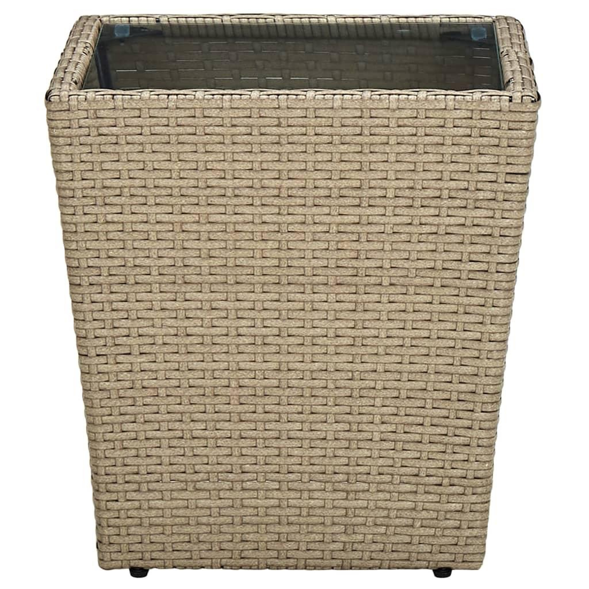 Voir la diapositive 2 : VIDAXL Table a the Beige 41,5x41,5x44cm Resine tressee et verre trempe