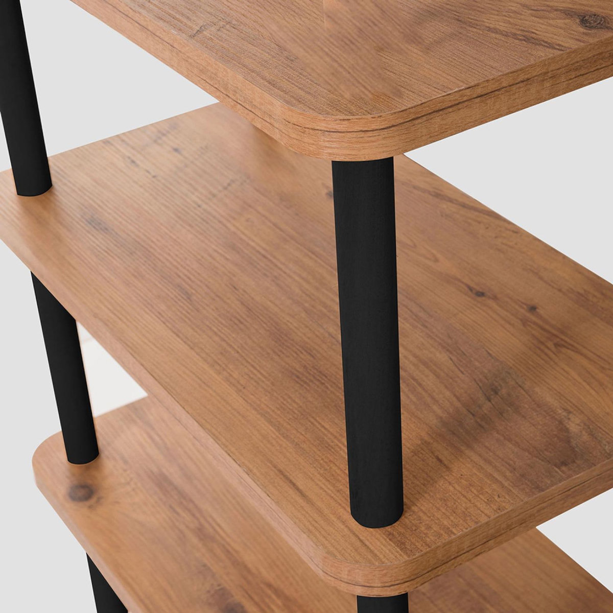 CONCEPT USINE Étagère design basse noir et bois 180 cm SOFIE