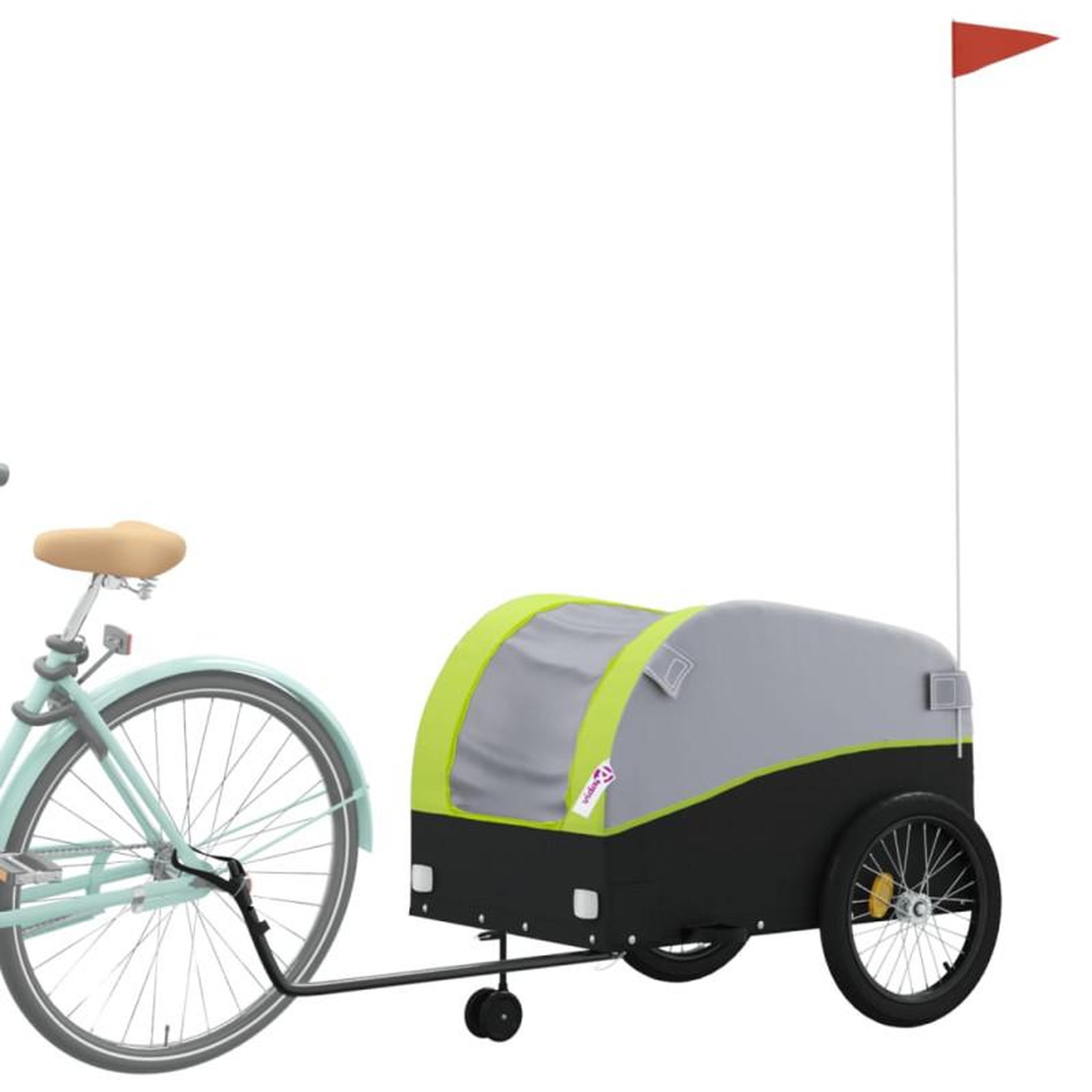 Voir la diapositive 3 : VIDAXL Remorque de vélo noir et vert 45 kg fer