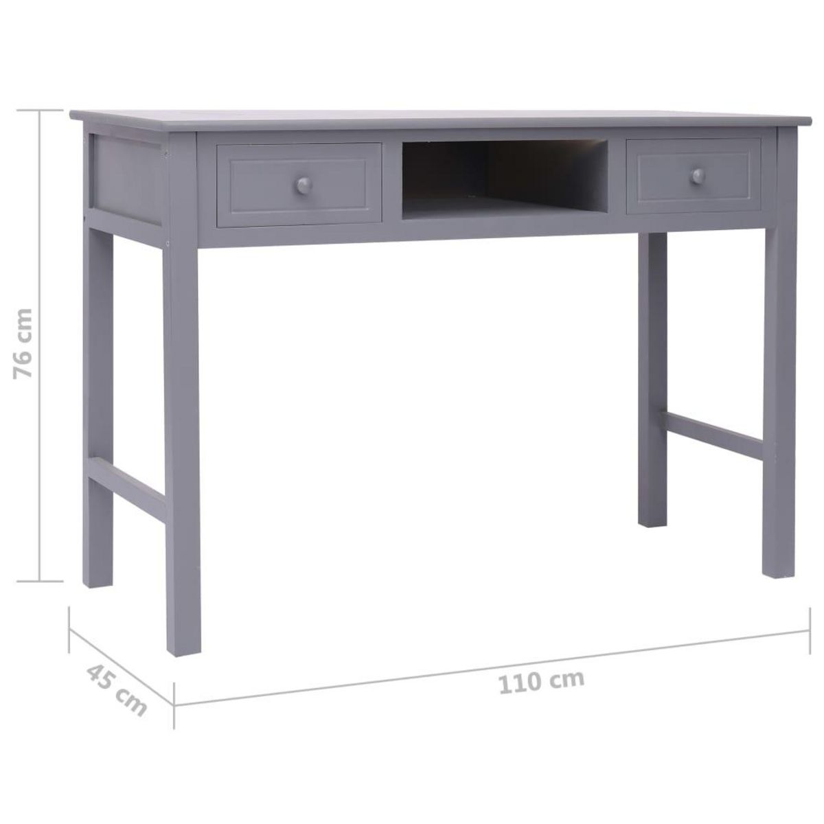 VIDAXL Bureau Gris 110 x 45 x 76 cm Bois