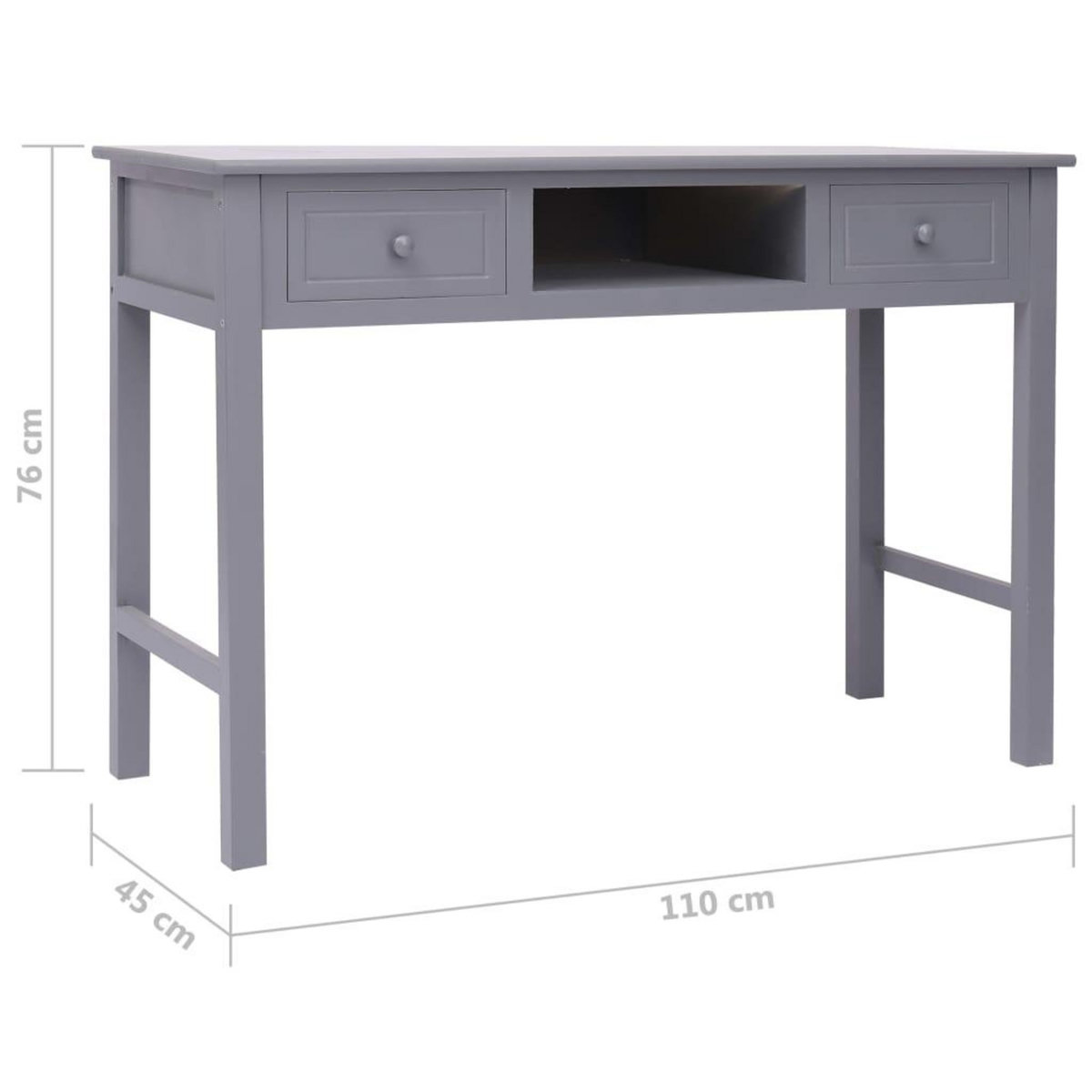 VIDAXL Bureau Gris 110 x 45 x 76 cm Bois