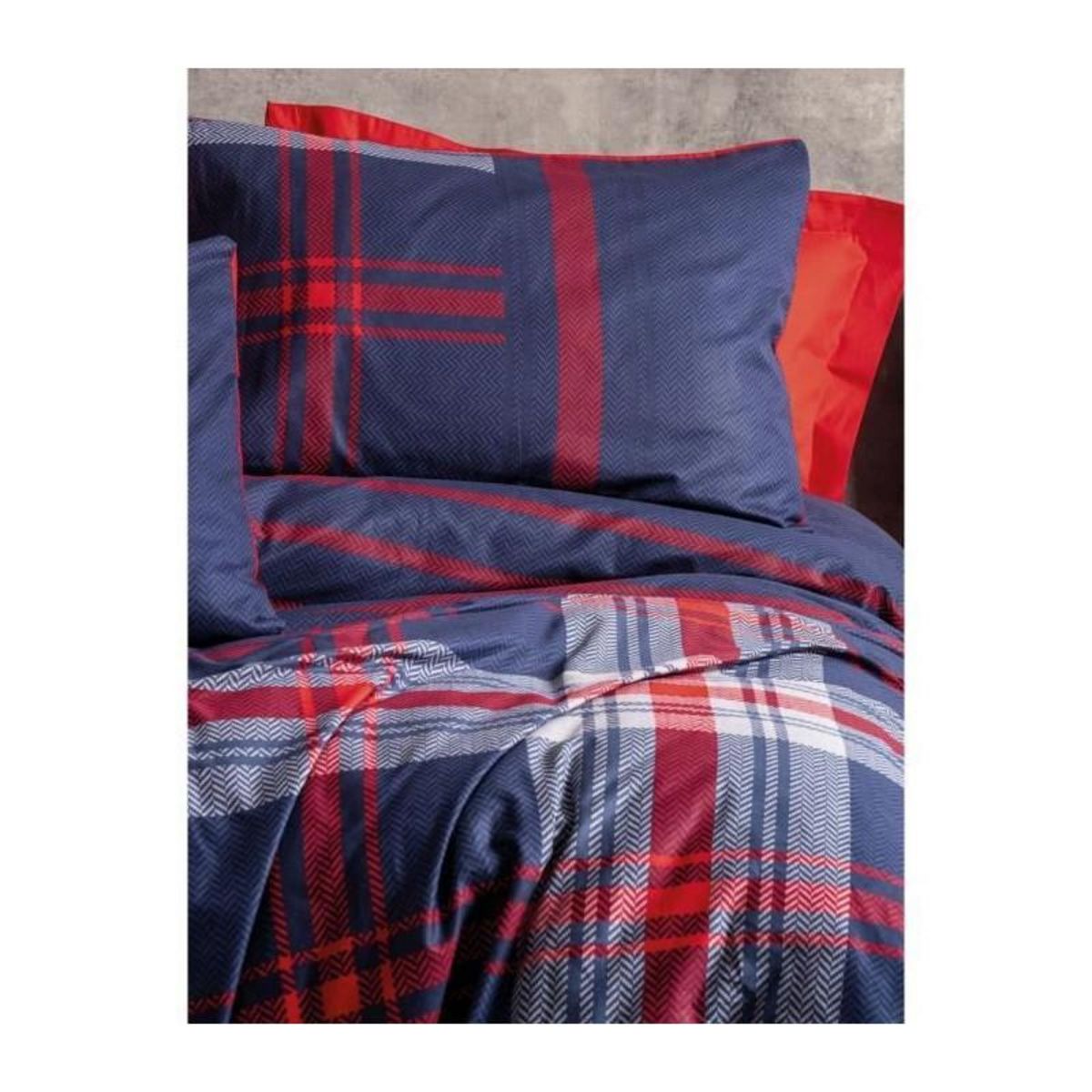 GENERIQUE Parure de lit - 129CTN64403 - 1 housse de couette 220 x 240 cm + 2 taies d'oreiller 60 x 60 cm - 100% coton ranforcé - Rouge