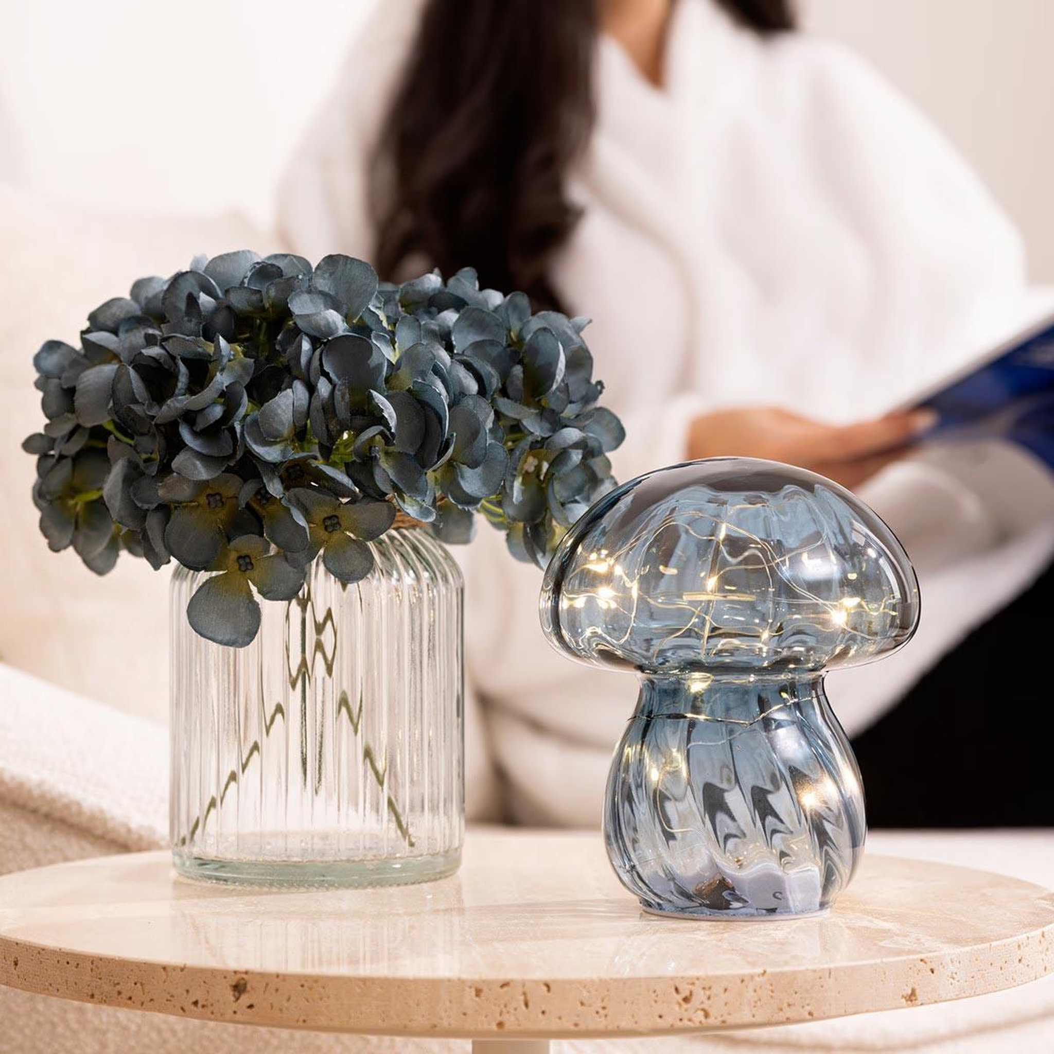 Voir la diapositive 2 : ATMOSPHERA Lampe à poser champignon  malu  15cm bleu