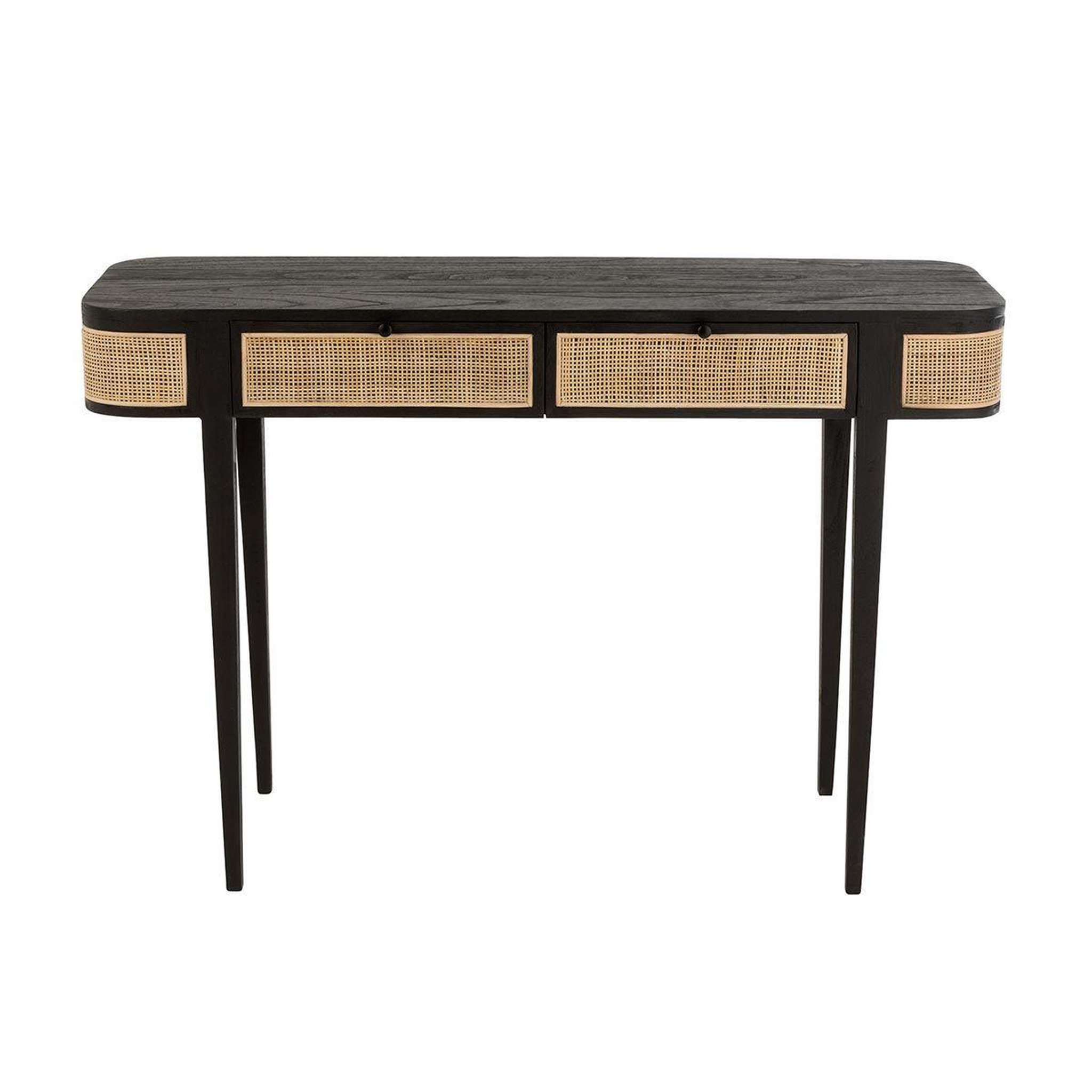 Voir la diapositive 2 : J-LINE Console 2 tiroirs en bois  molly  120cm noir & beige