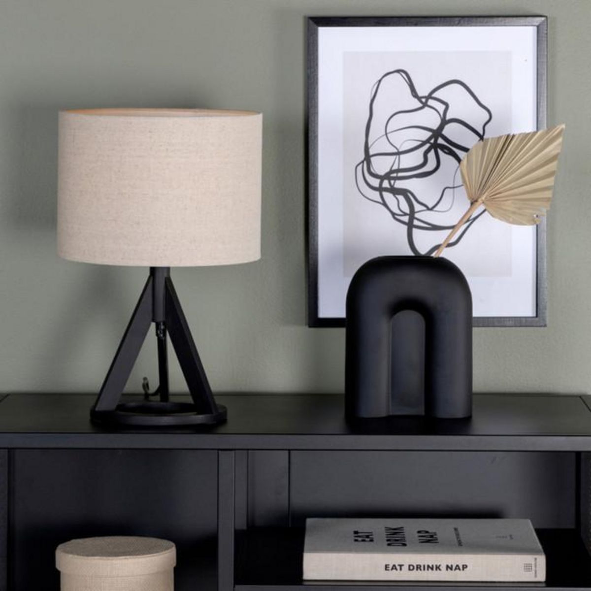 Paris Prix Lampe à Poser en Bois  Kona  51cm Noir