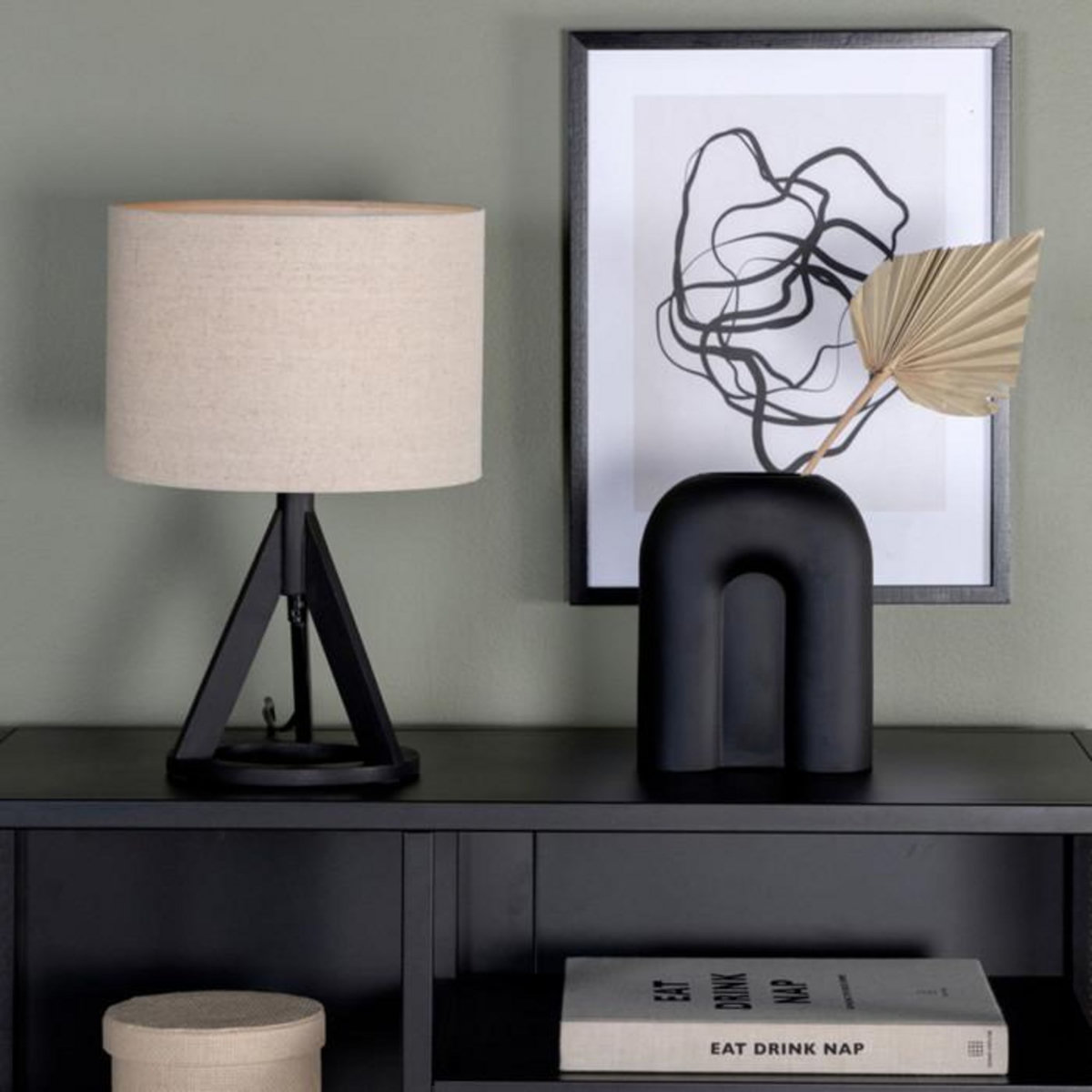 Paris Prix Lampe à Poser en Bois  Kona  51cm Noir