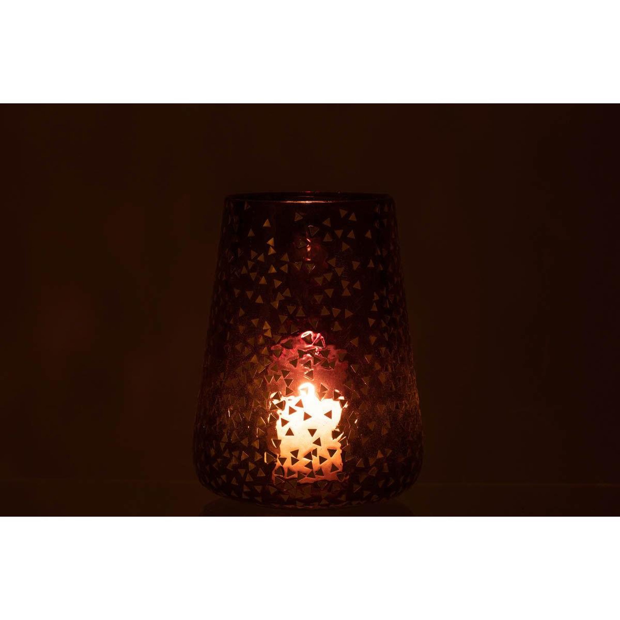 Voir la diapositive 3 : J-LINE Photophore en Verre  Triangle  23cm Noir & Or