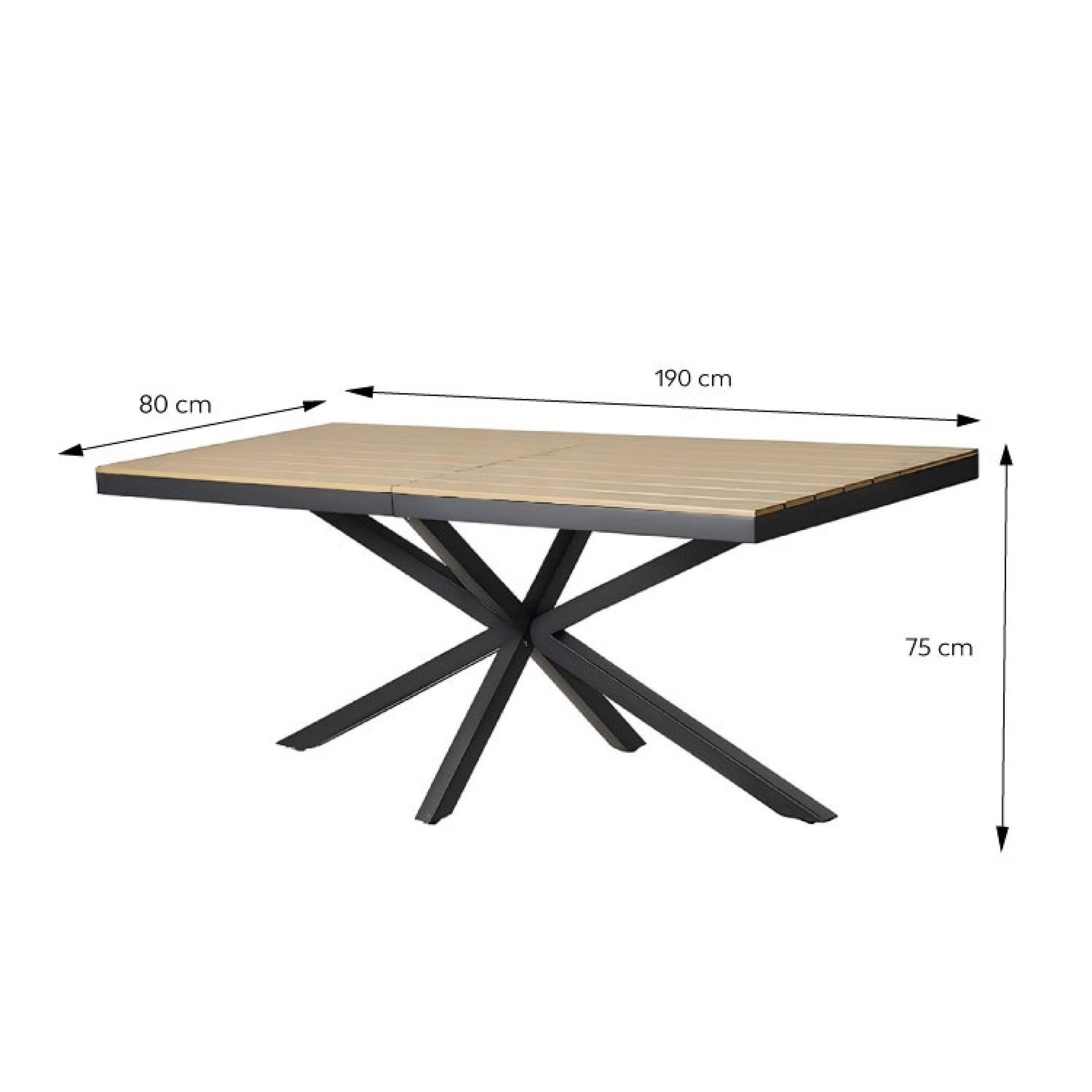 Voir la diapositive 3 : CONCEPT USINE Table de jardin 8 places effet bois 190cm almada