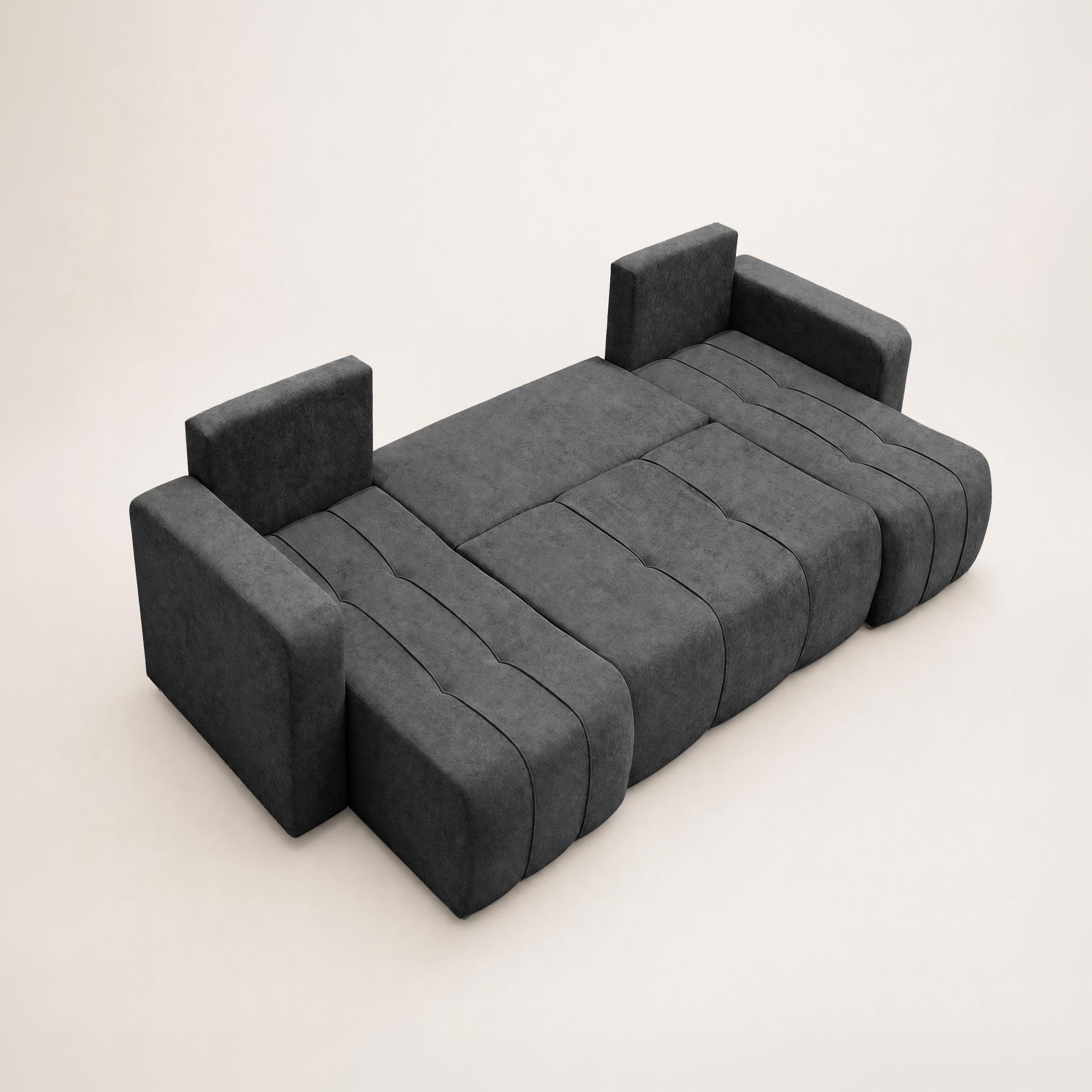 Voir la diapositive 4 : BEST MOBILIER Nicole - canapé panoramique en u 7 places convertible avec coffre en tissu