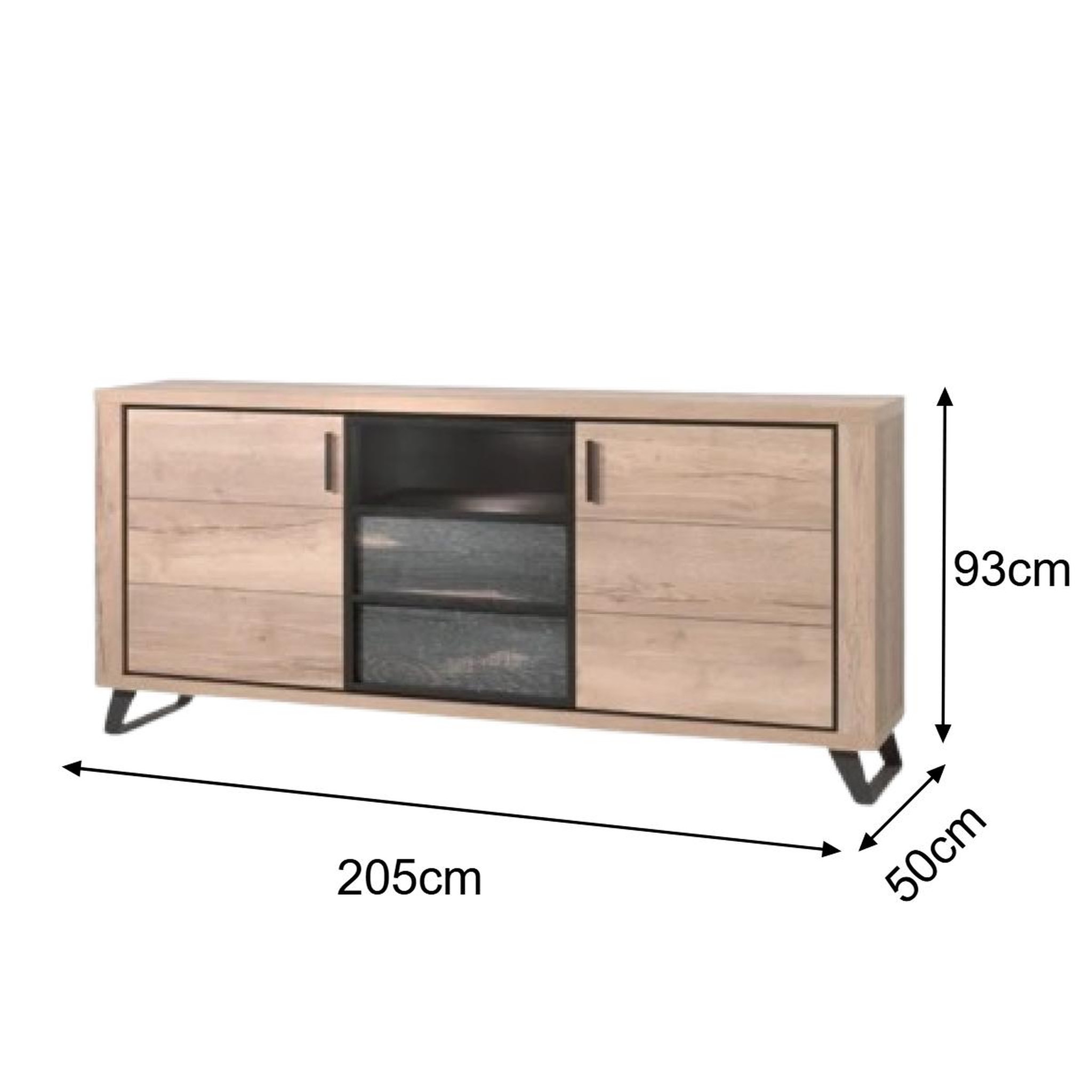 Voir la diapositive 4 : JLC KREATION Buffet de salle à manger contemporain 3 portes 205cm PERO