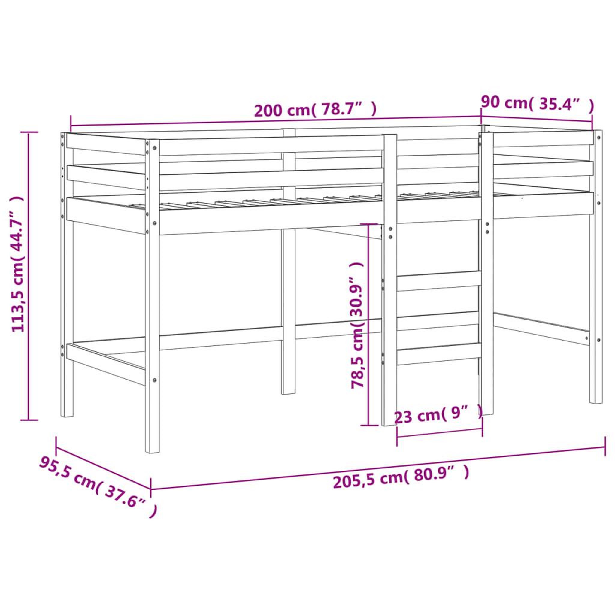 Voir la diapositive 6 : VIDAXL Lit mezzanine enfants avec tunnel sans matelas rose 90x200 cm