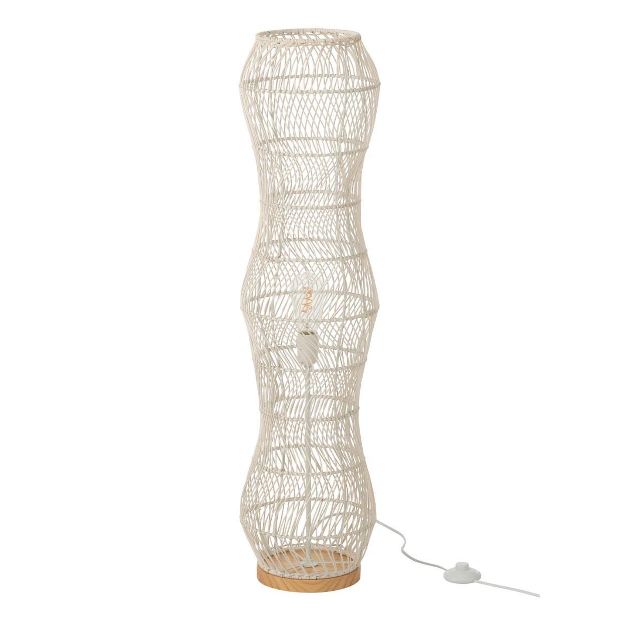 J-LINE Lampadaire torsade en rotin  etta  101cm blanc