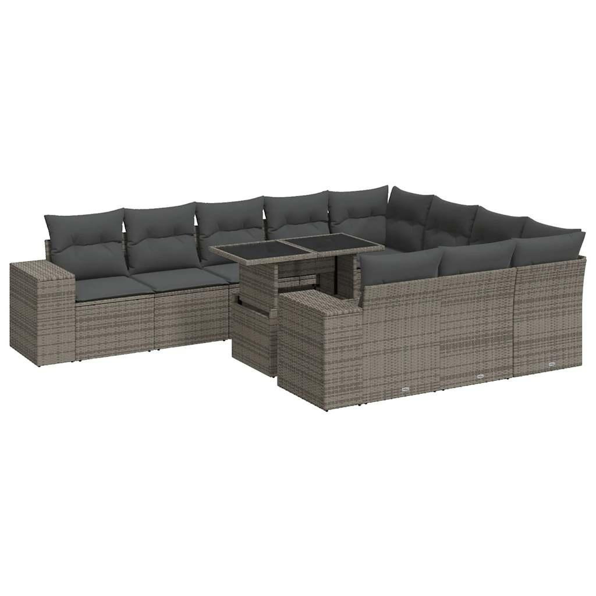 Voir la diapositive 2 : VIDAXL Salon de jardin 11 pcs avec coussins gris resine tressee