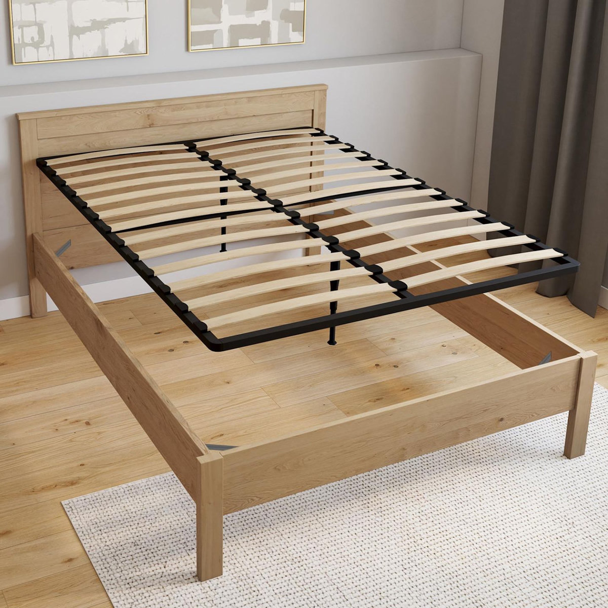 ID MARKET Sommier cadre métal à lattes fixe 140 x 190 cm