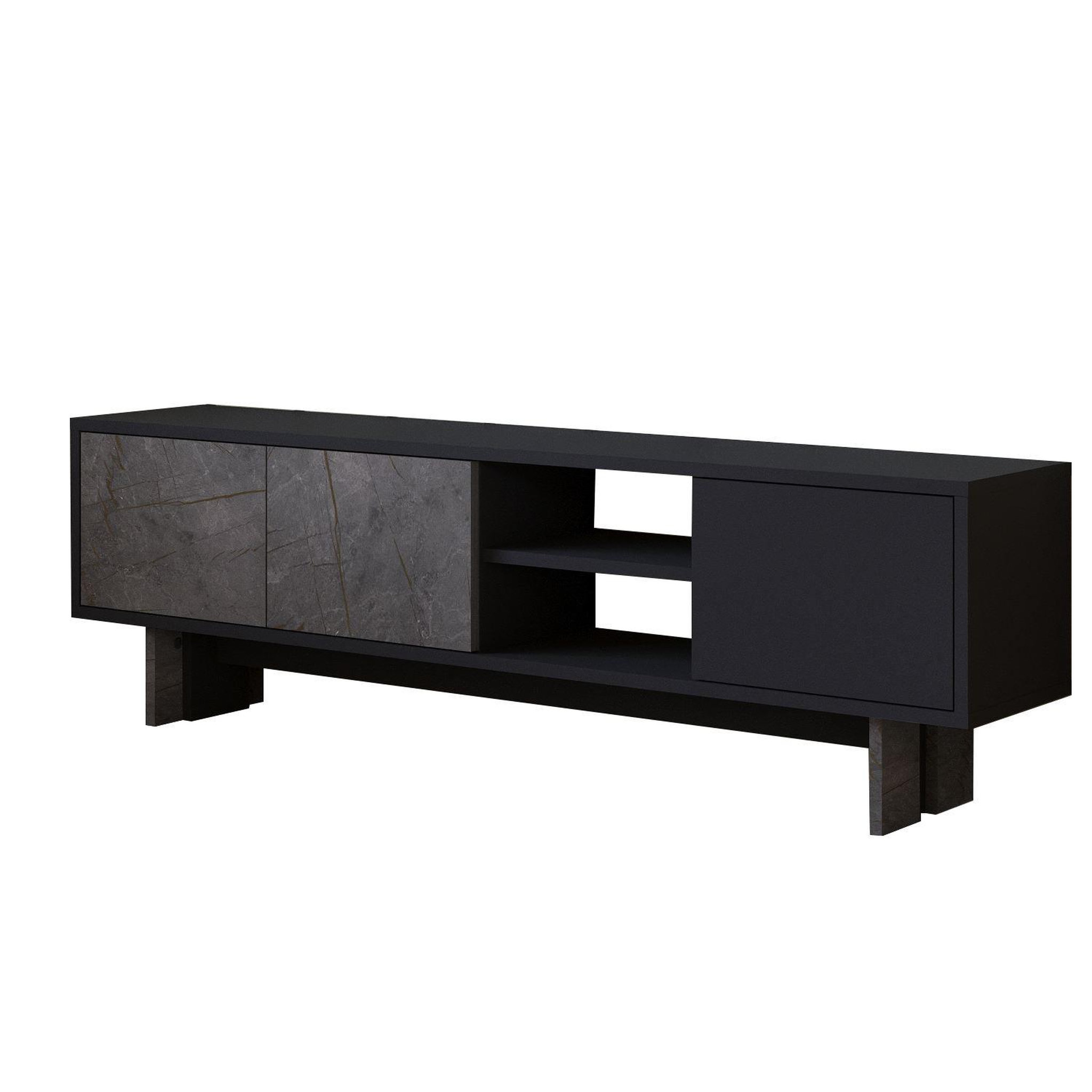 Habitat et Jardin Meuble tv en bois  ravello  - 150 x 30 x 45 cm - gris anthracite