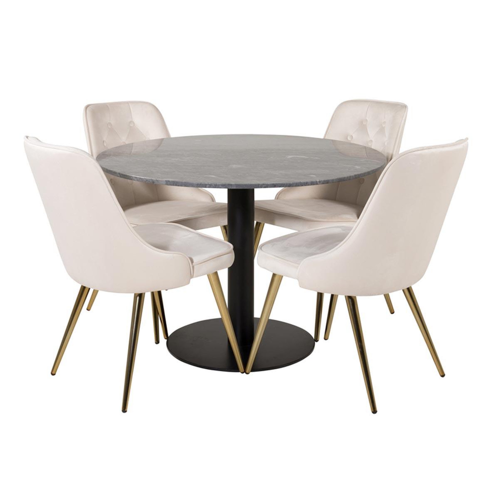 Paris Prix Ensemble table à manger & 4 chaises  estelle i & deluxe ii  106cm gris foncé & beige