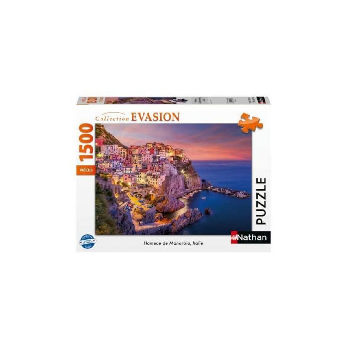 RAVENSBURGER Puzzle 1500 pieces Hameau de Manarola, Italie, des 14 ans, Puzzle de qualité supérieure, Collection Évasion, 12001533, Nathan