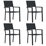 VIDAXL Chaises de jardin lot de 4 Noir PEHD Aspect de bois