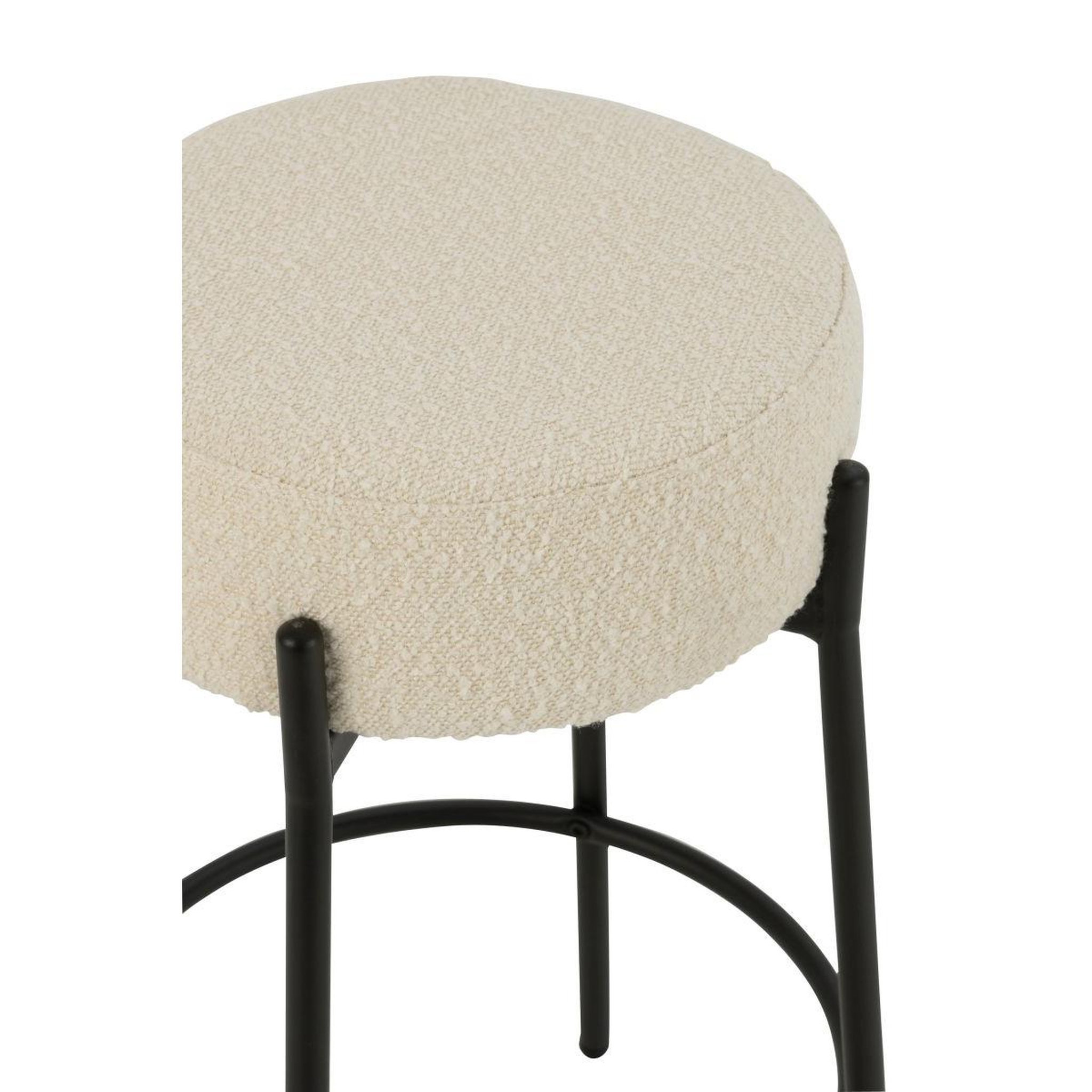 Voir la diapositive 3 : J-LINE Tabouret de Bar en Tissu Bouclé  Aldo  67cm Blanc