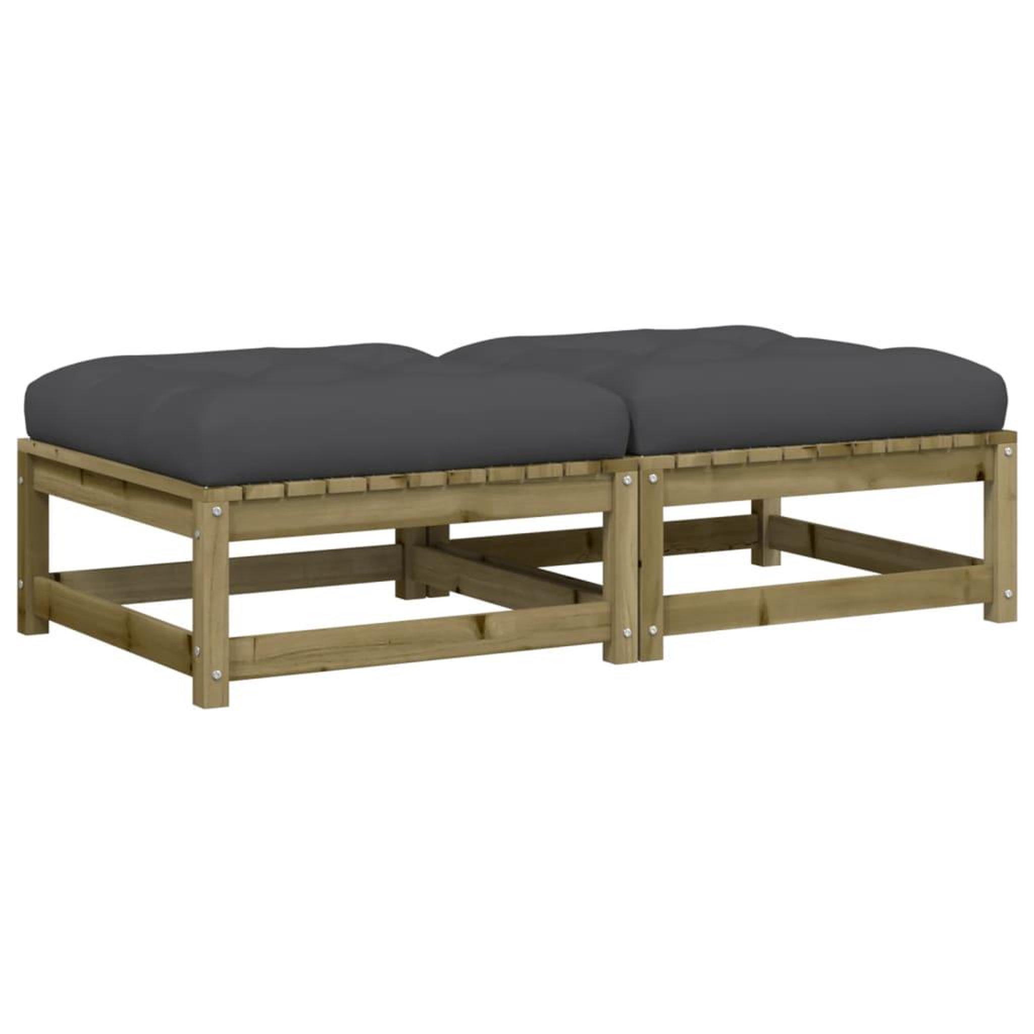 Voir la diapositive 2 : VIDAXL Repose-pieds de jardin avec coussins lot de 2 bois pin impregne