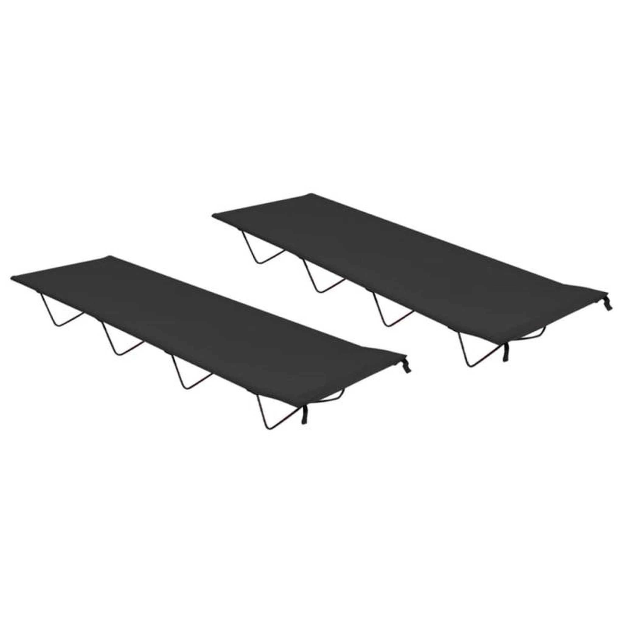 Voir la diapositive 1 : VIDAXL Lits de camping 2 pcs 180x60x19 cm Tissu Oxford et acier Noir