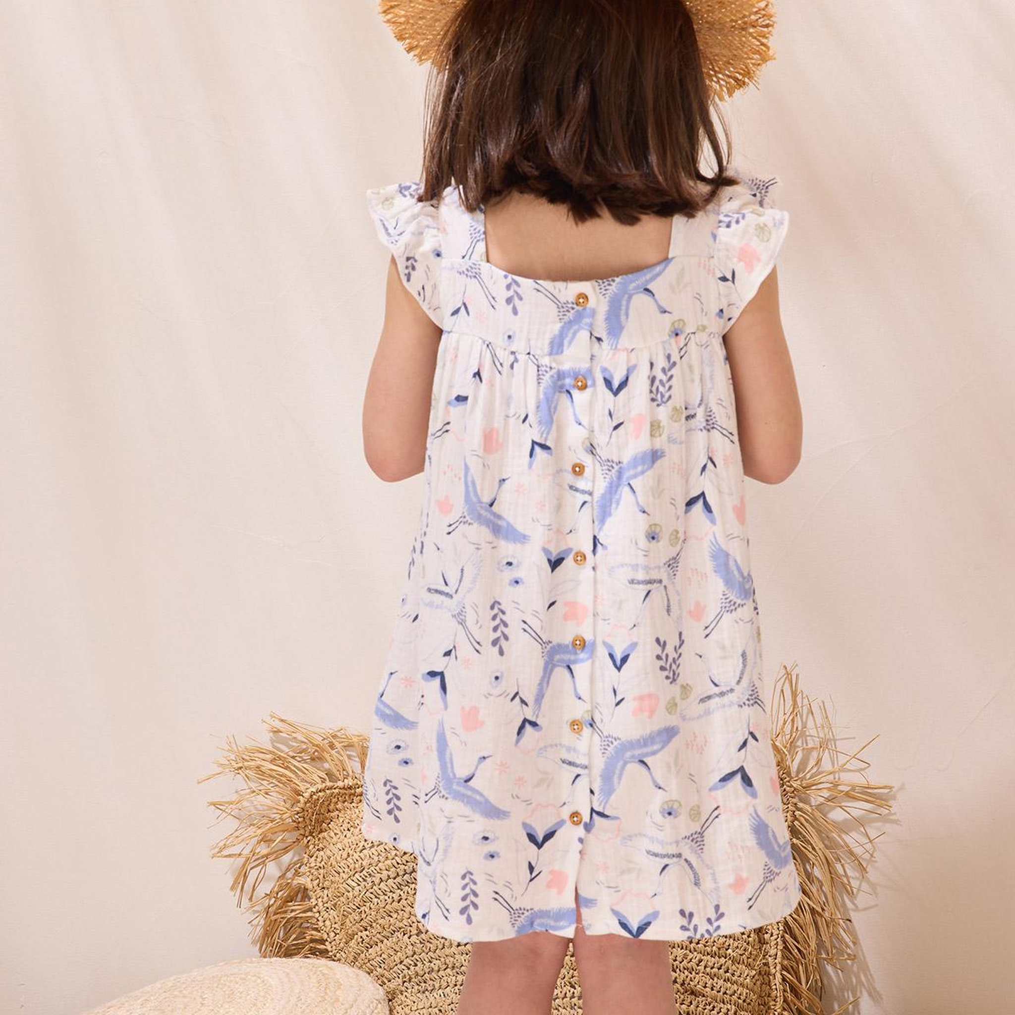 Voir la diapositive 4 : Petit Béguin Robe enfant en gaze de coton tiana