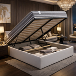 KING OF DREAMS Ensemble Lit Coffre et Matelas  Ferme Très Respirant Tissu. Coloris disponibles : Blanc, Noir, Gris