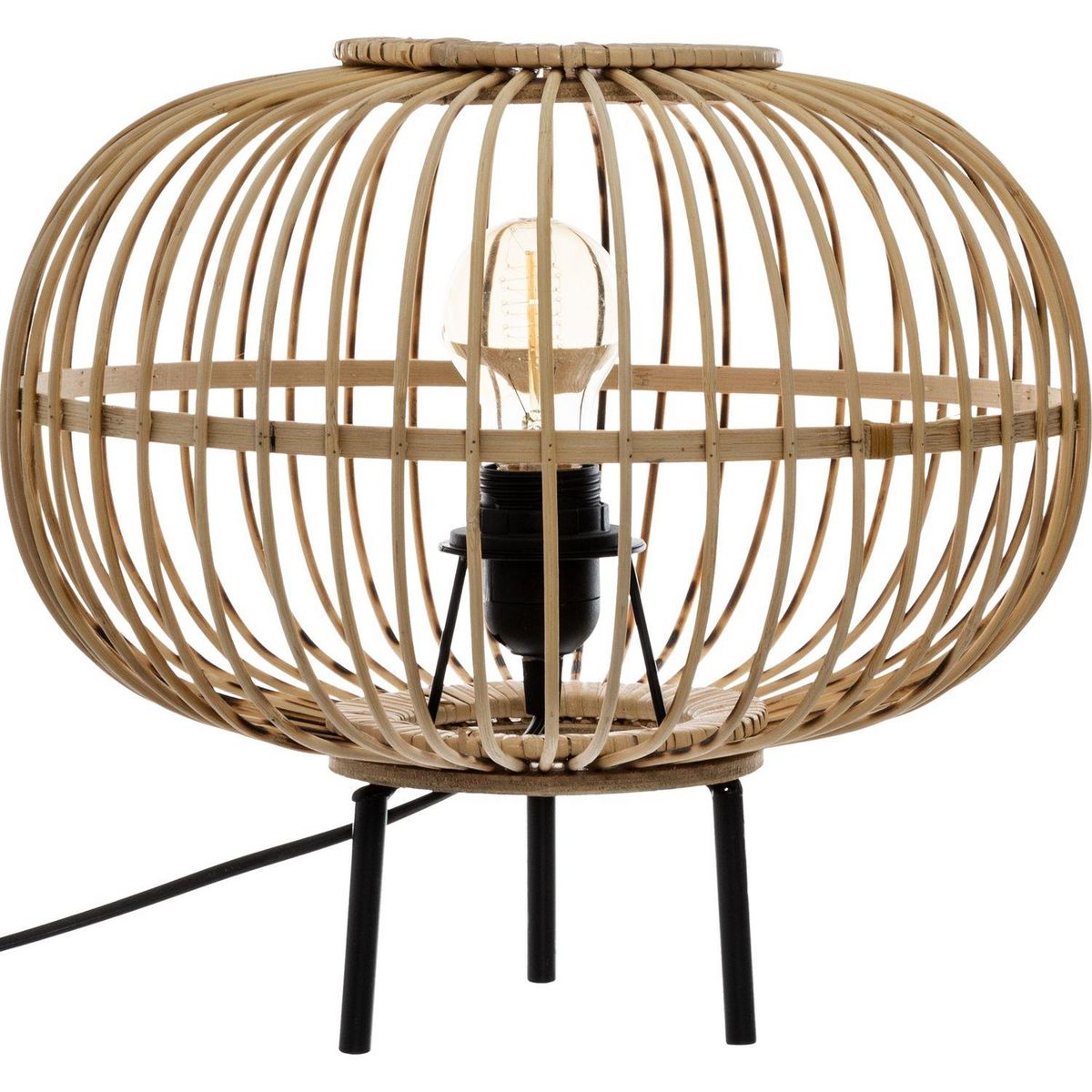 ATMOSPHERA Lampe à poser trepied design bambou Eads - H. 31 cm - Marron